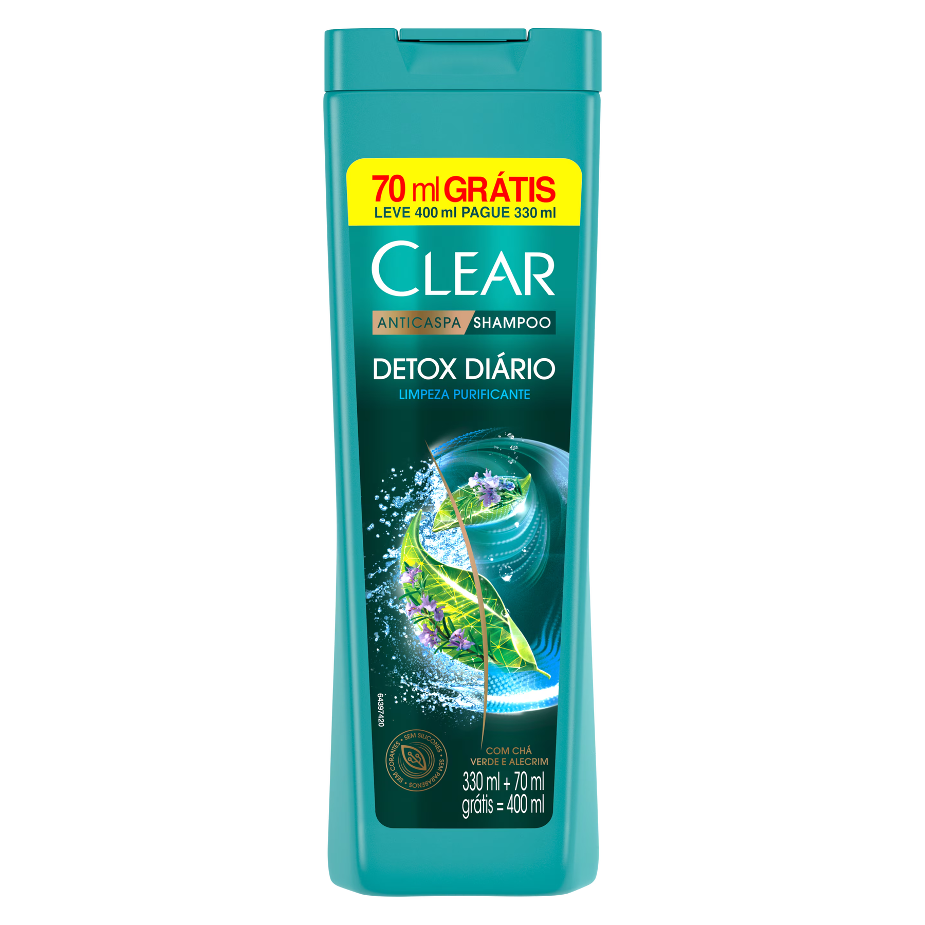 Shampoo Anticaspa Clear Scalpfoods Detox Di&aacute;rio Frasco Leve 400ml Pague 330ml