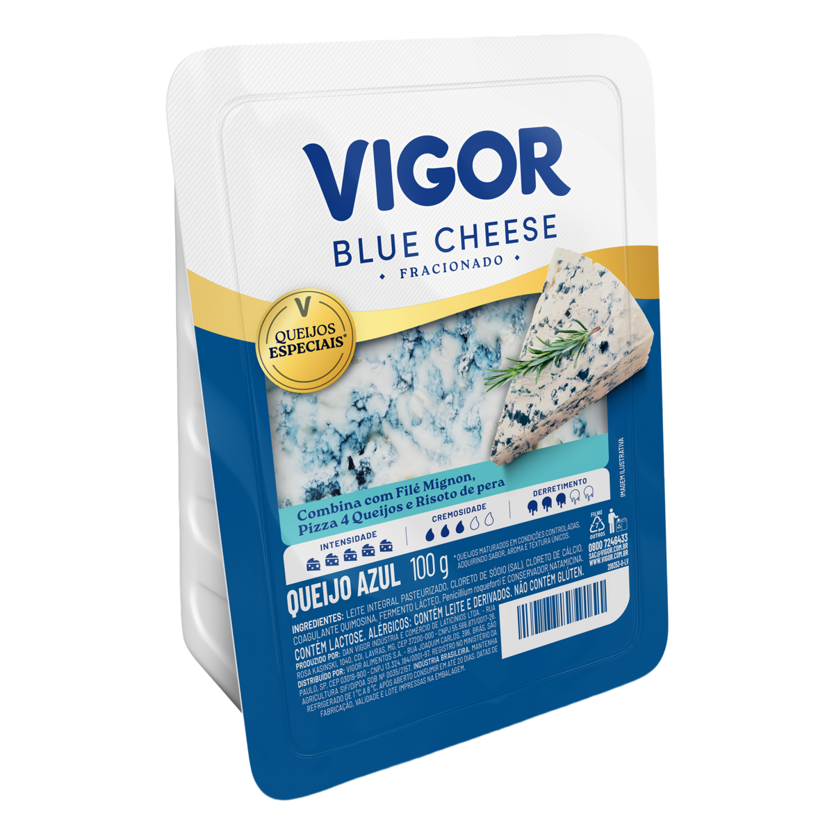 Queijo Blue Cheese Fracionado Vigor Pe&ccedil;a 100g&nbsp;