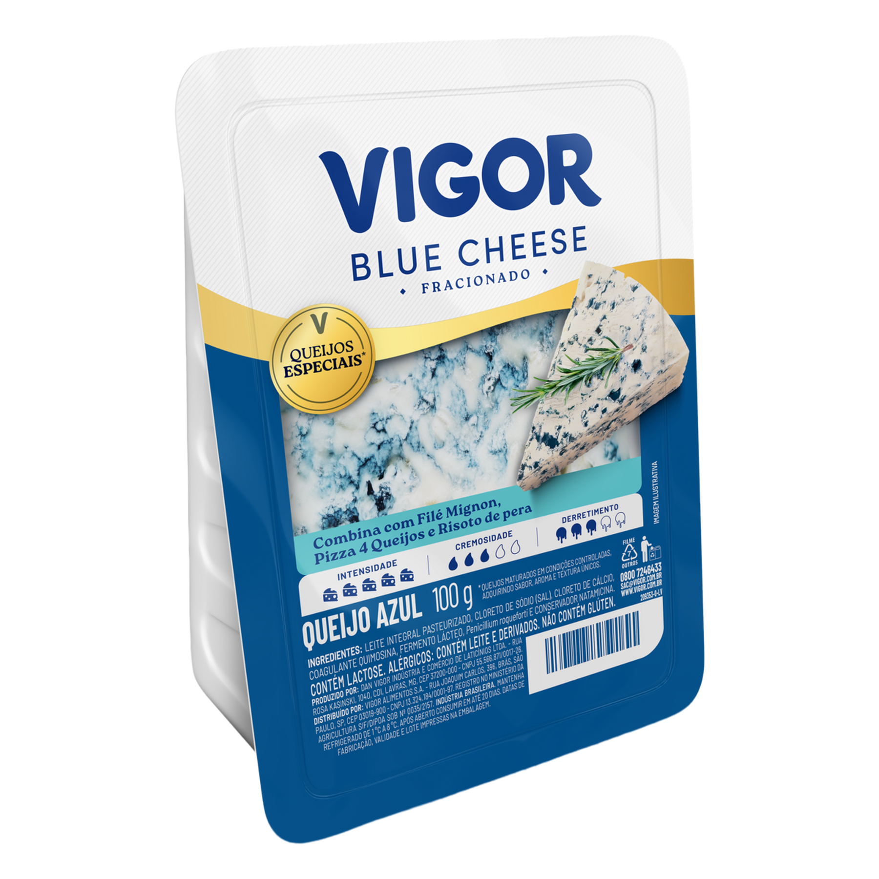 Queijo Blue Cheese Fracionado Vigor Pe&ccedil;a 100g&nbsp;