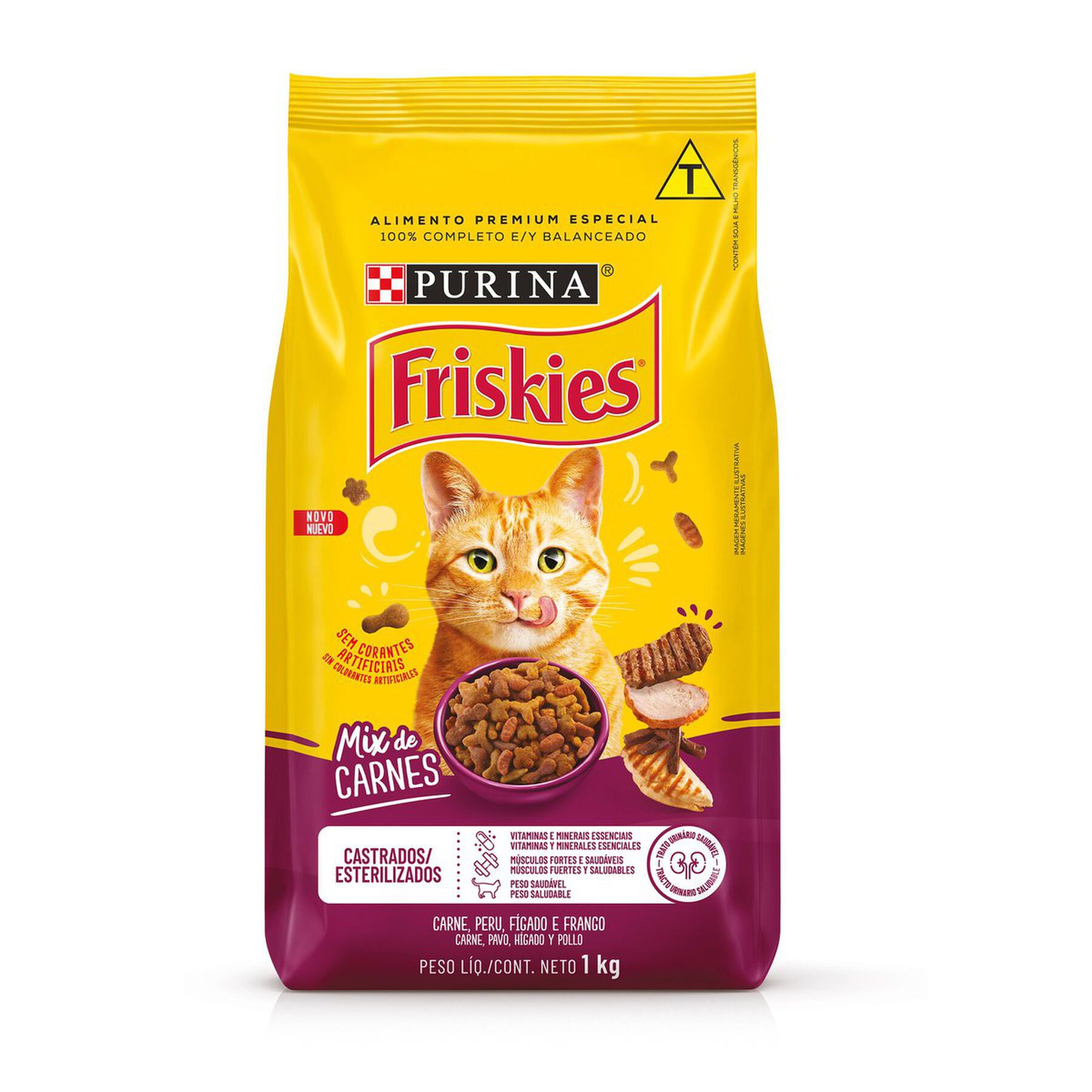 Alimento para Gatos Castrados Mix de Carnes Purina Friskies Pacote 1kg