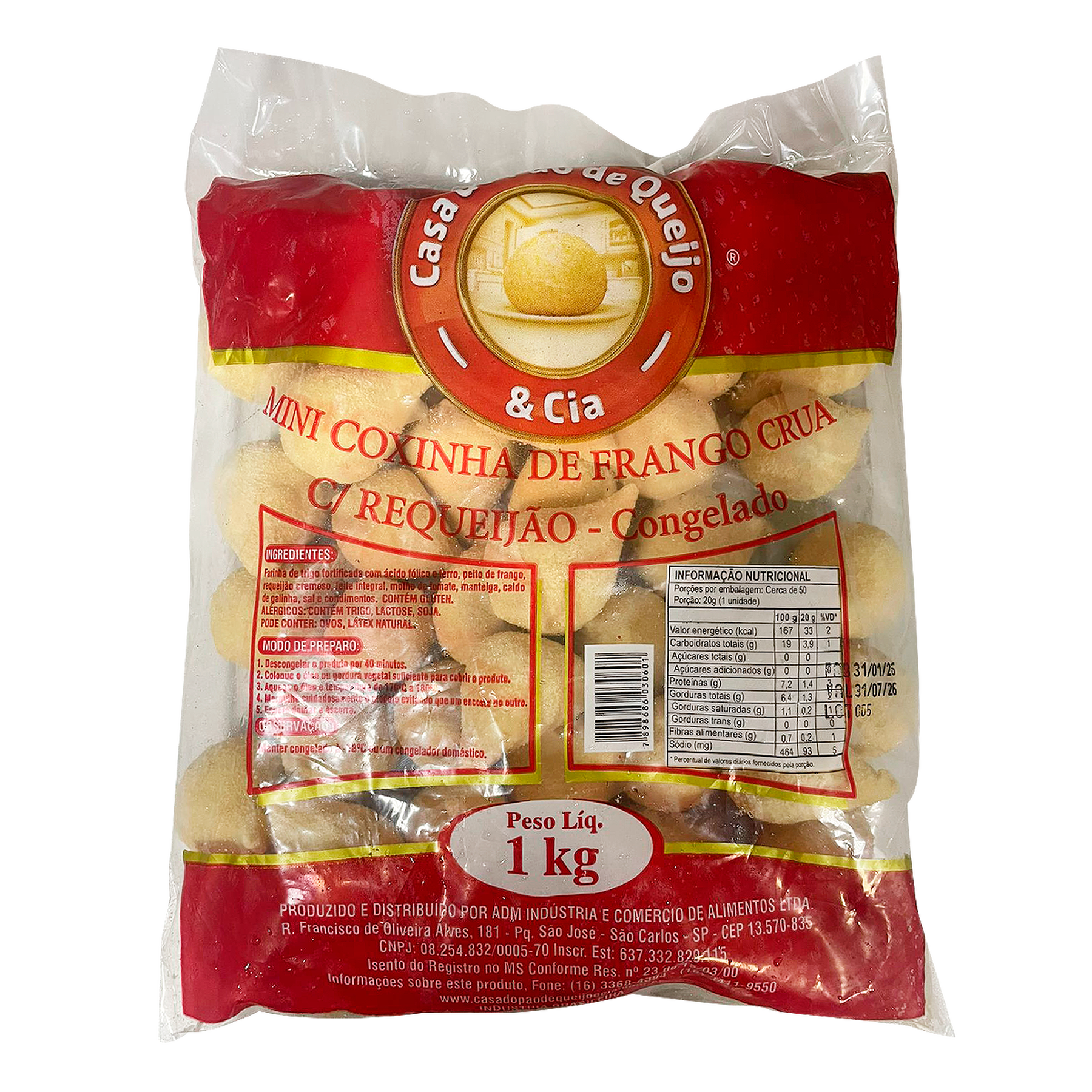 Mini Coxinha de Frango com Requeij&atilde;o Casa do P&atilde;o de Queijo Pacote 1kg