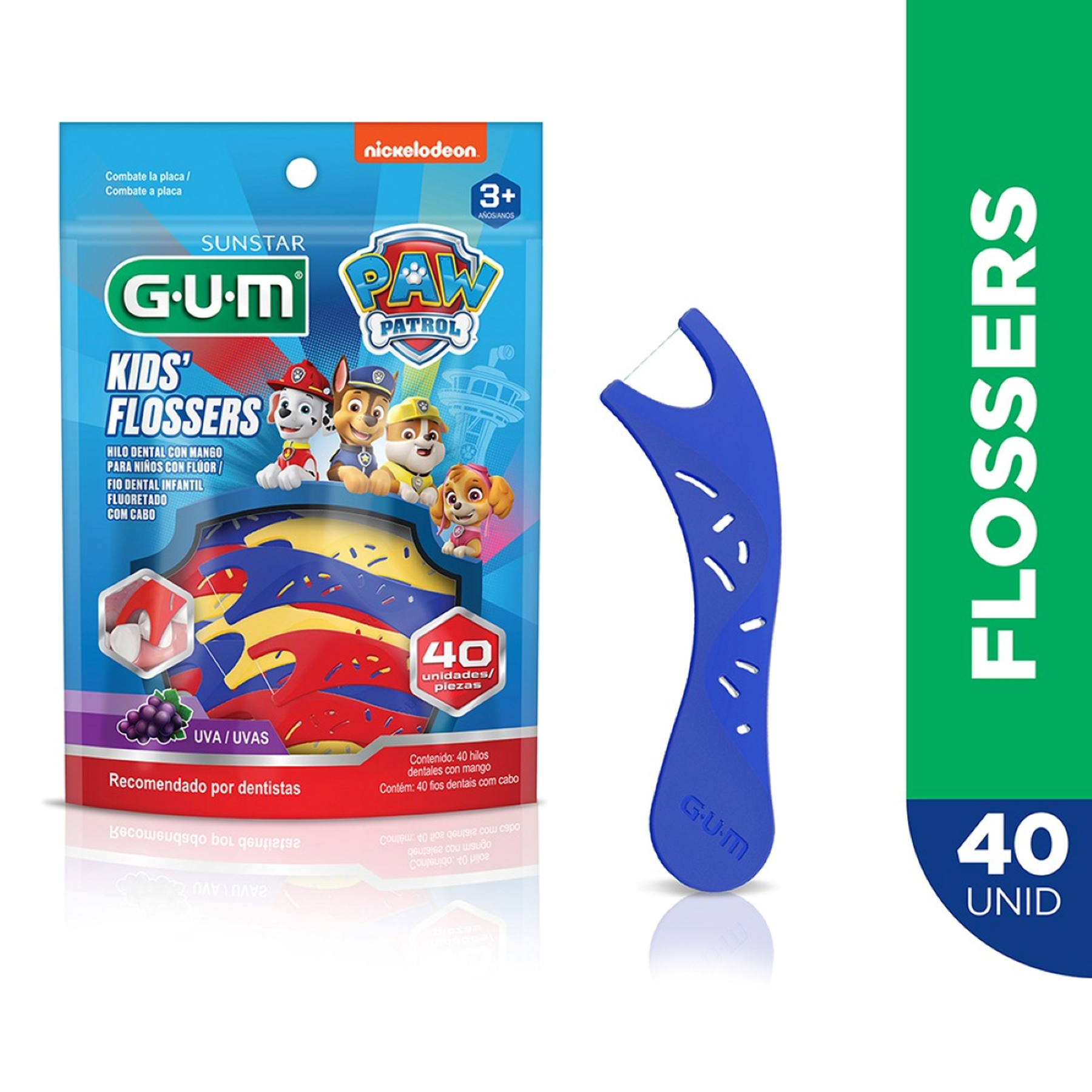 Fio Dental Infantil com Cabo Uva Paw Patrol GUM C/40 Unidades