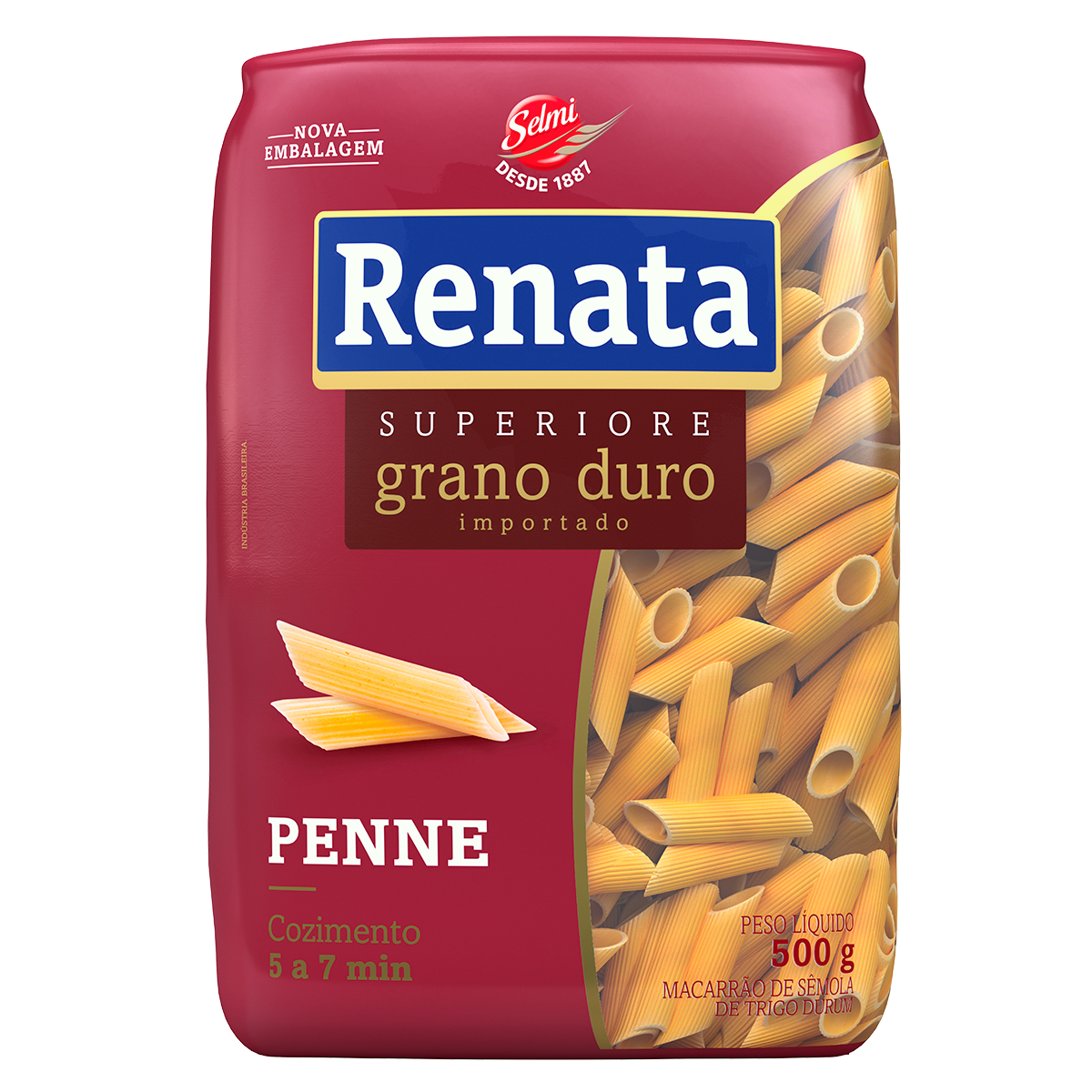 Macarr&atilde;o de S&ecirc;mola de Trigo Grano Duro Penne Renata Superiore Pacote 500g&nbsp;