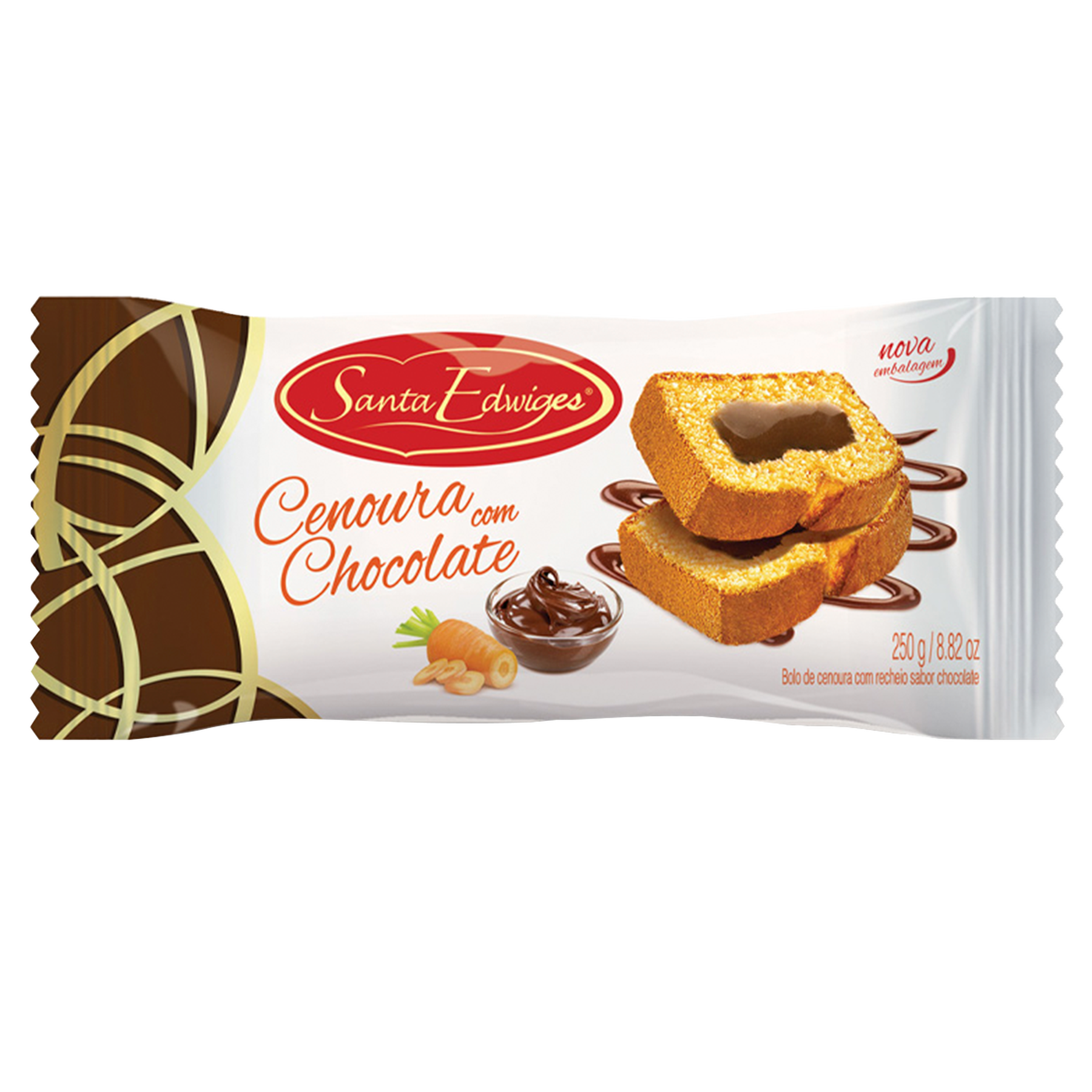 Bolo de Cenoura Recheio de Chocolate Santa Edwiges Pacote 250g