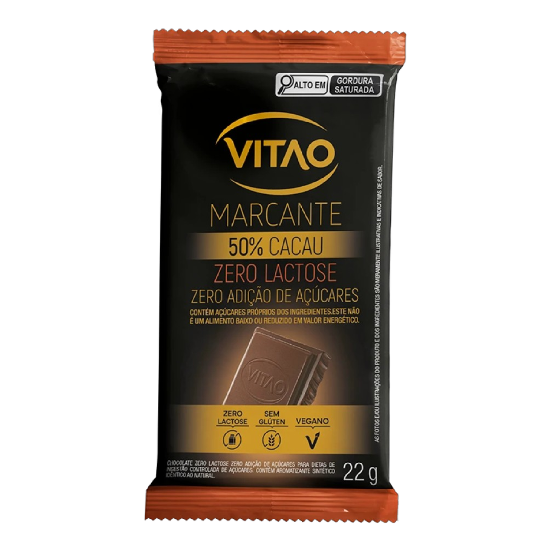 Chocolate Zero Lactose 50% Cacau Vitao Marcante Pacote 22g