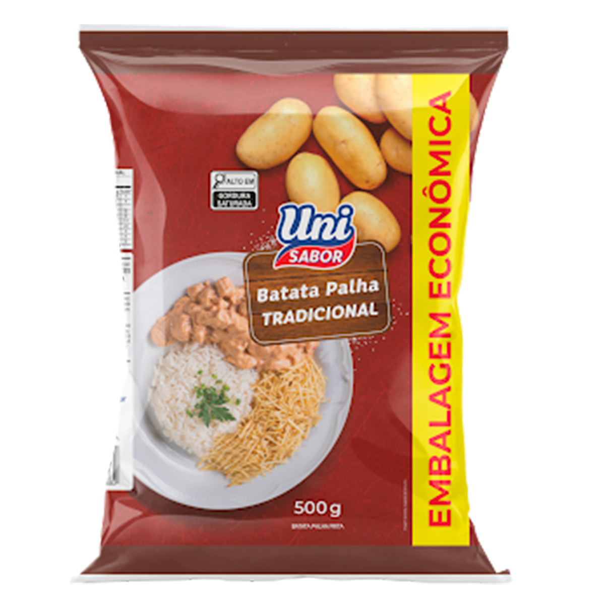 Batata Palha Tradicional Uni Sabor Pacote 500g - Embalagem Econ&ocirc;mica