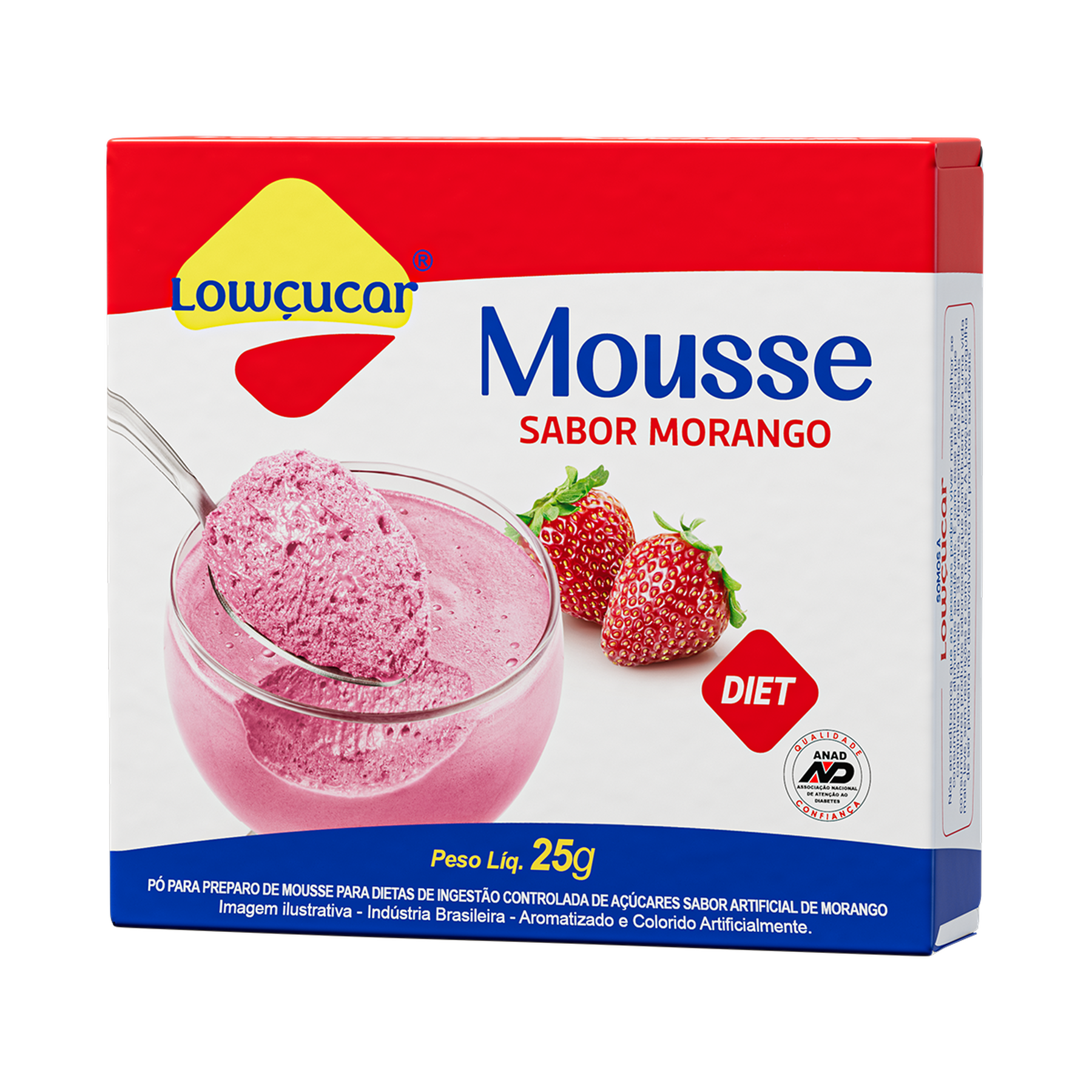 P&oacute; para Mousse de Morango Low&ccedil;ucar 25g