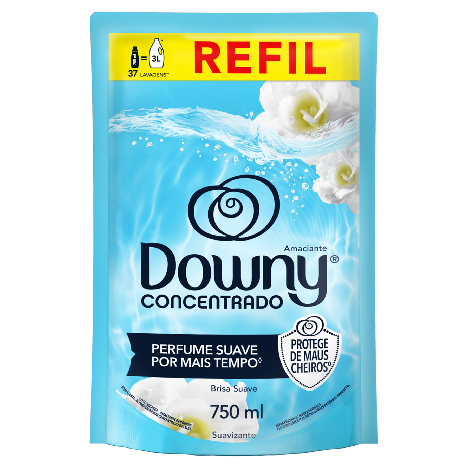 Amaciante de Roupa Concentrado Brisa Suave Downy Sachê 750ml Refil