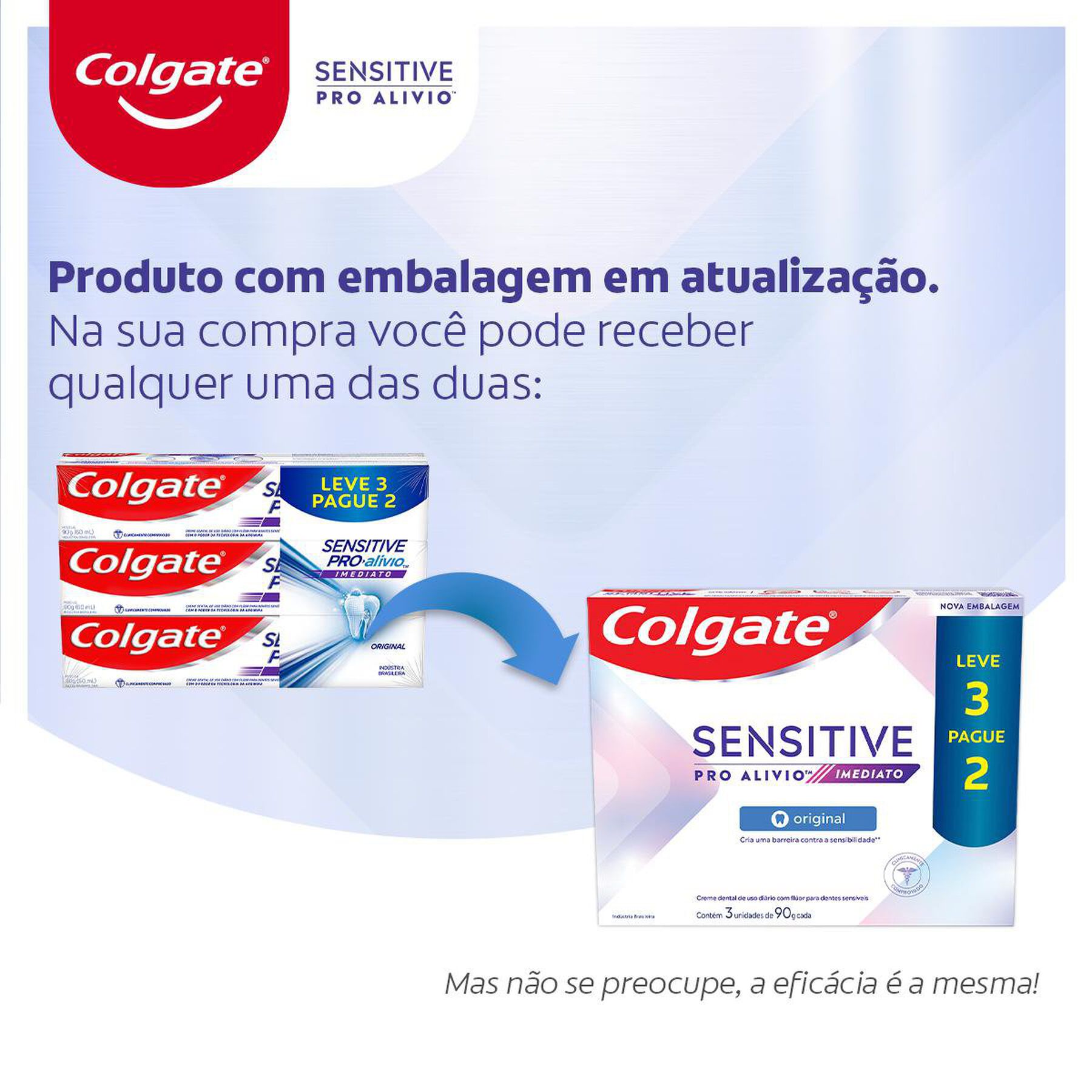 Creme Dental para Sensibilidade Colgate Sensitive Pro Alívio Imediato Original 90g 3 unidades
