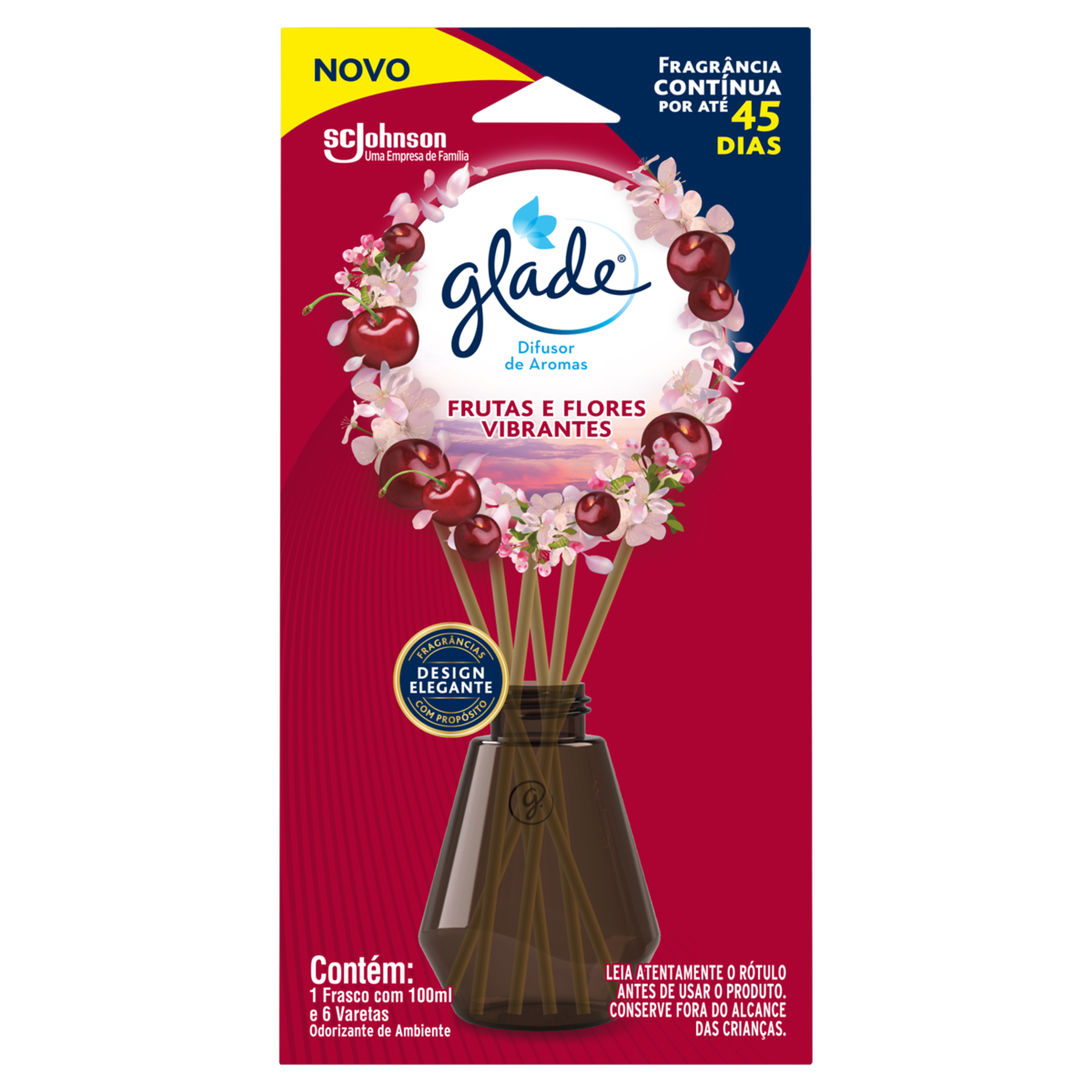 Odorizante de Ambiente Frutas e Flores Vibrantes Glade Difusor de Aromas Caixa 100ml