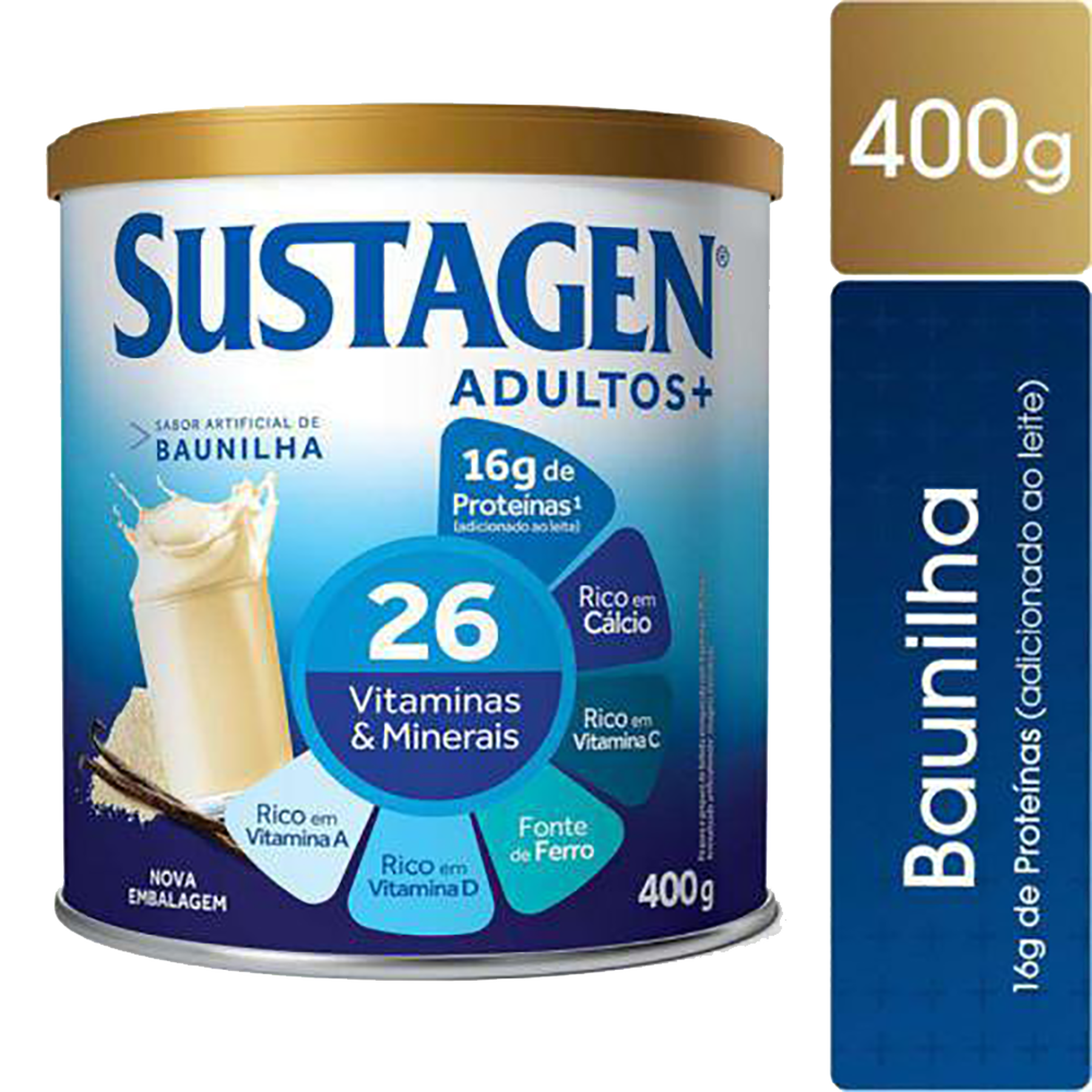 Complemento Alimentar Baunilha Sustagen Adultos+ Lata 400g