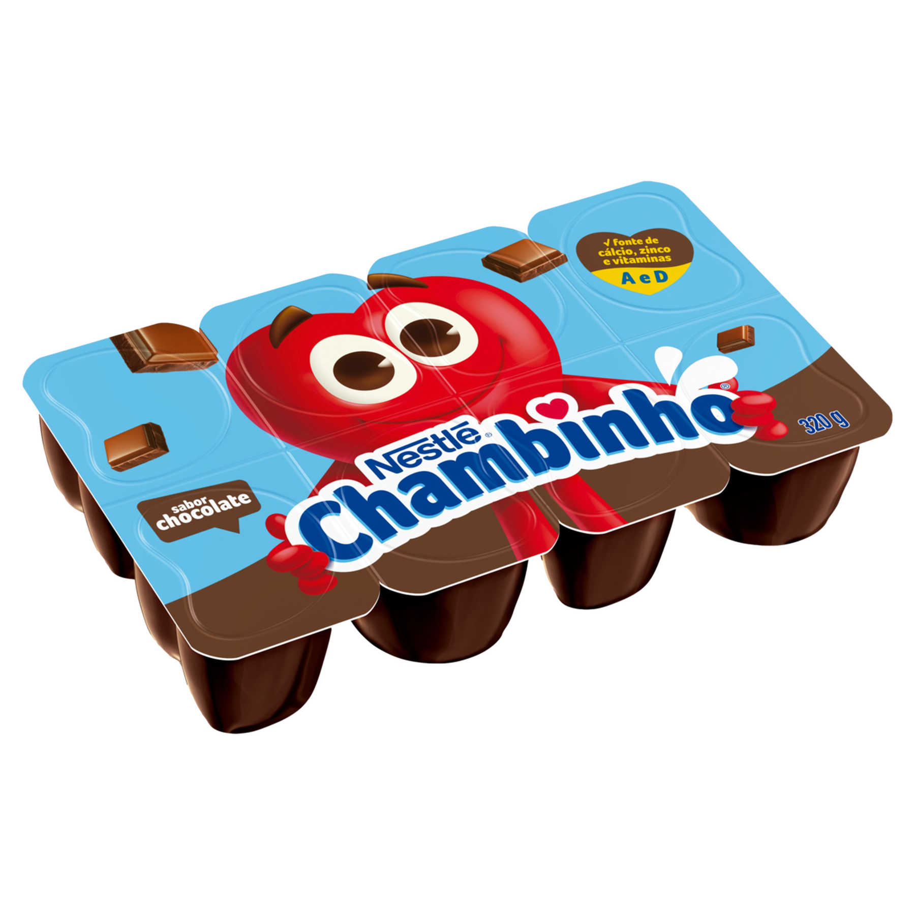 Chambinho de Chocolate Nestl&eacute; Sobremesa L&aacute;ctea Bandeja 320g 8 Unidades