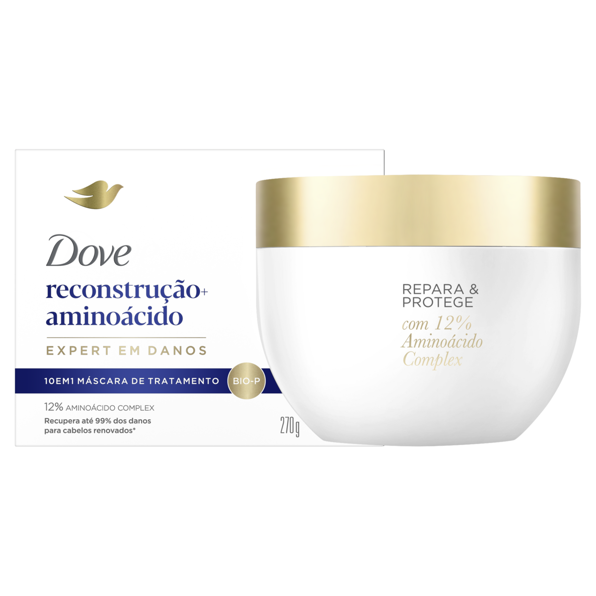 M&aacute;scara de Tratamento  Reconstru&ccedil;&atilde;o + Amino&aacute;cido Dove Caixa 270g