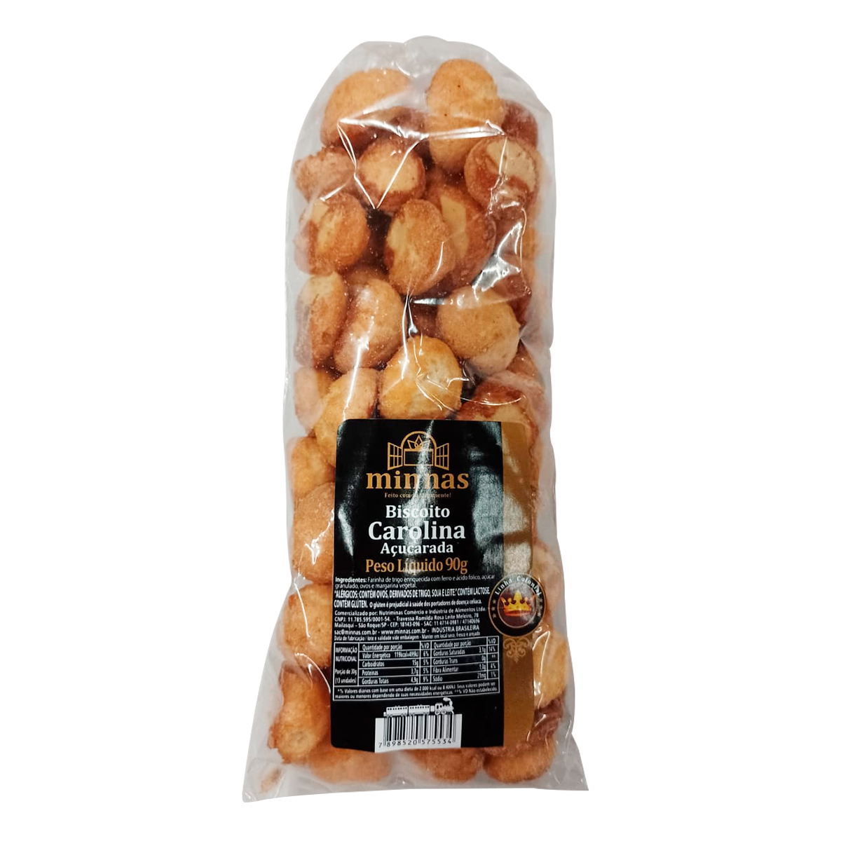 Biscoito Carolina A&ccedil;ucarada Minnas Pacote 90g