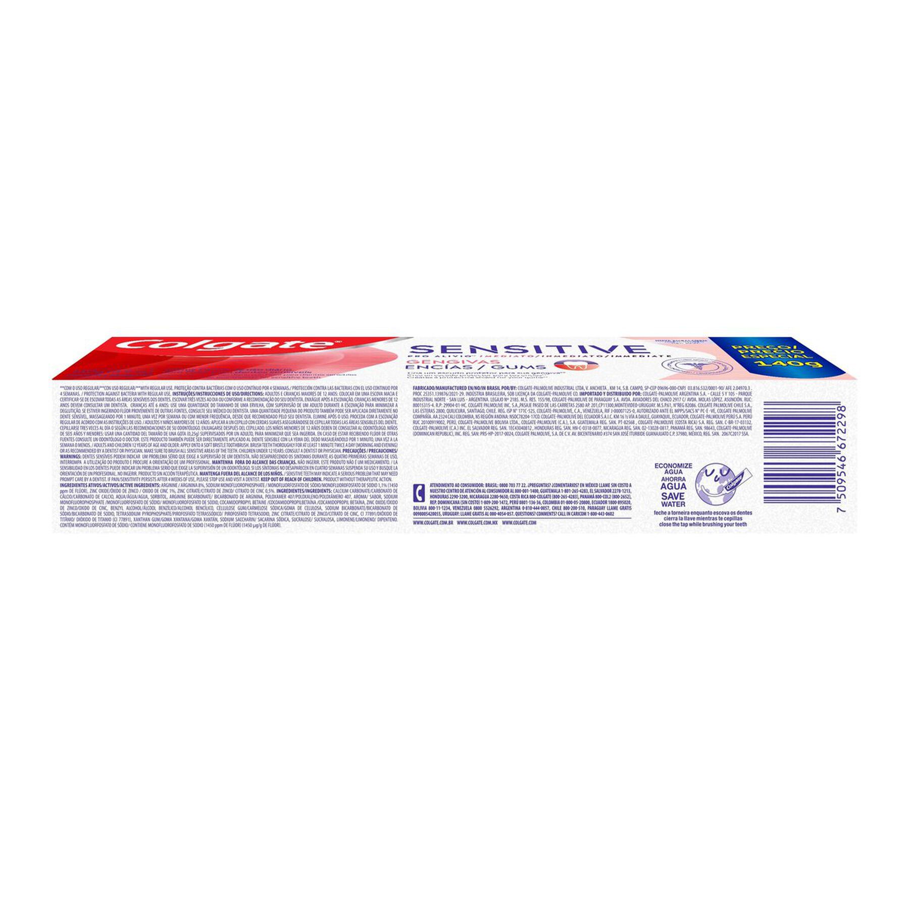 Creme Dental para Sensibilidade Colgate Sensitive Pro Al&iacute;vio Imediato Gengiva 140g&nbsp;