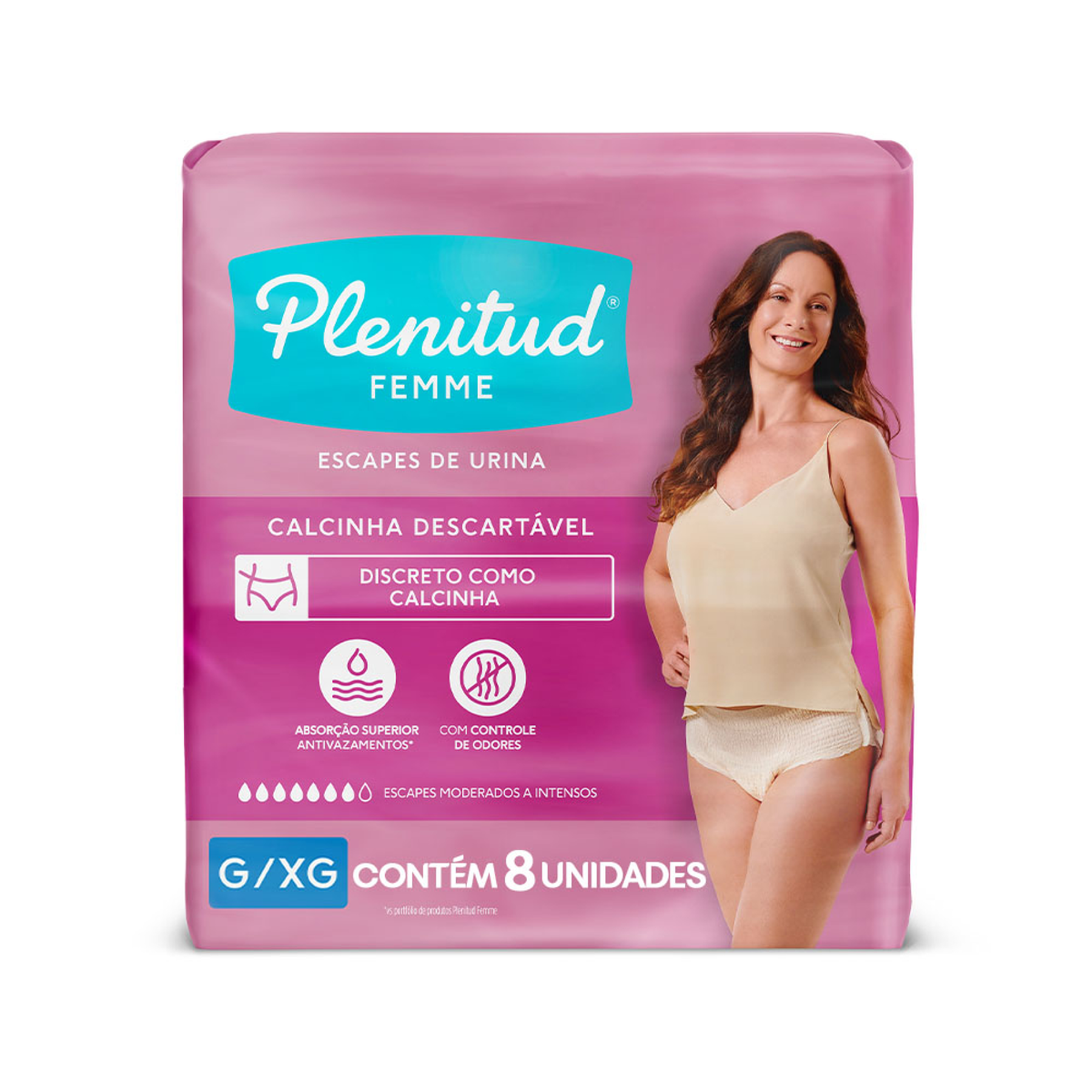 Roupa Íntima Descartável Plenitud Femme G/XG Pacote 8 Unidades