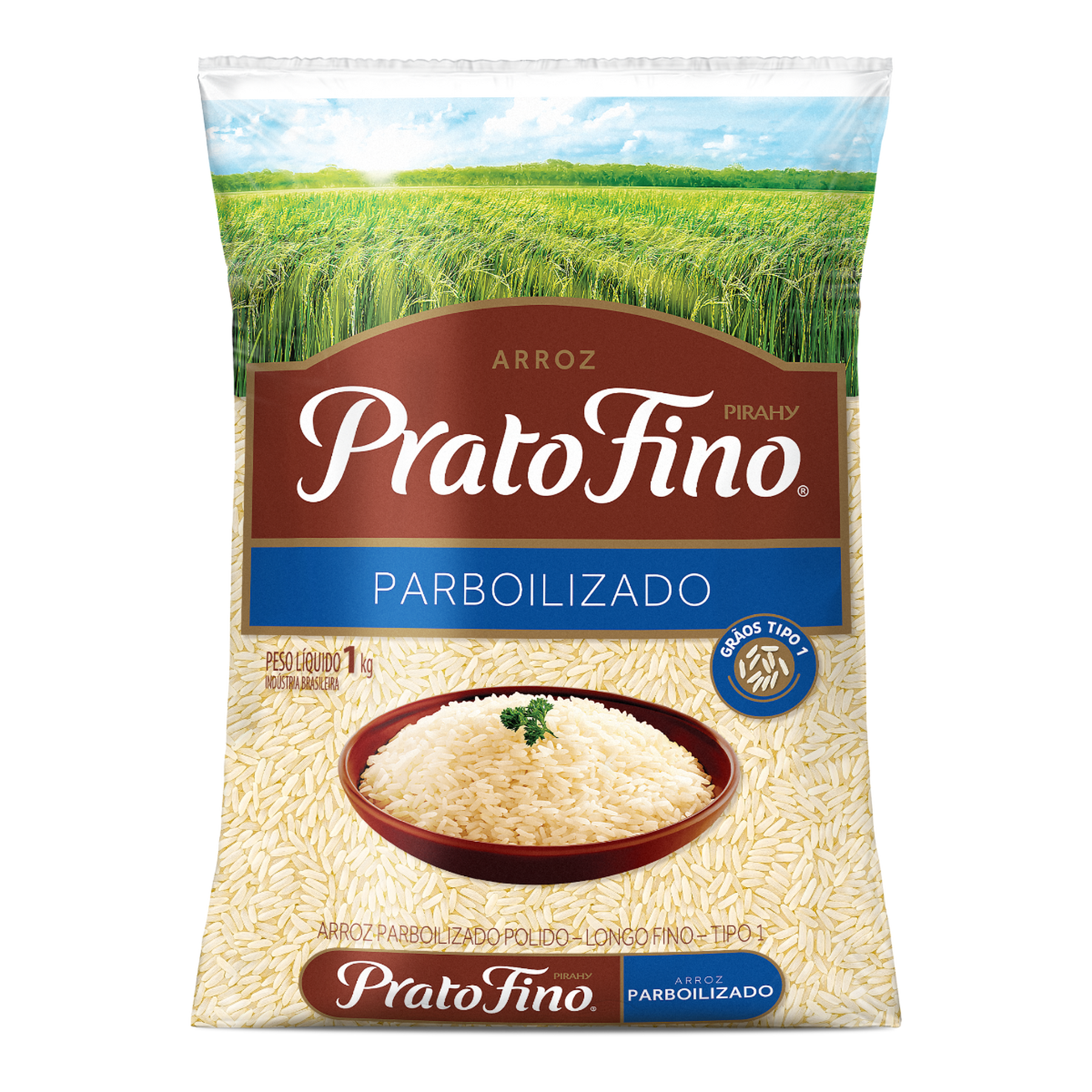 Arroz Parboilizado Prato Fino Tipo 1 Pacote 1kg