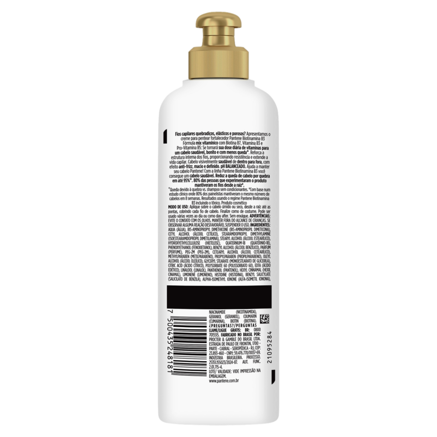 Creme para Pentear Antiqueda e Nutrição Biotinamina B3 Pantene Frasco 240g