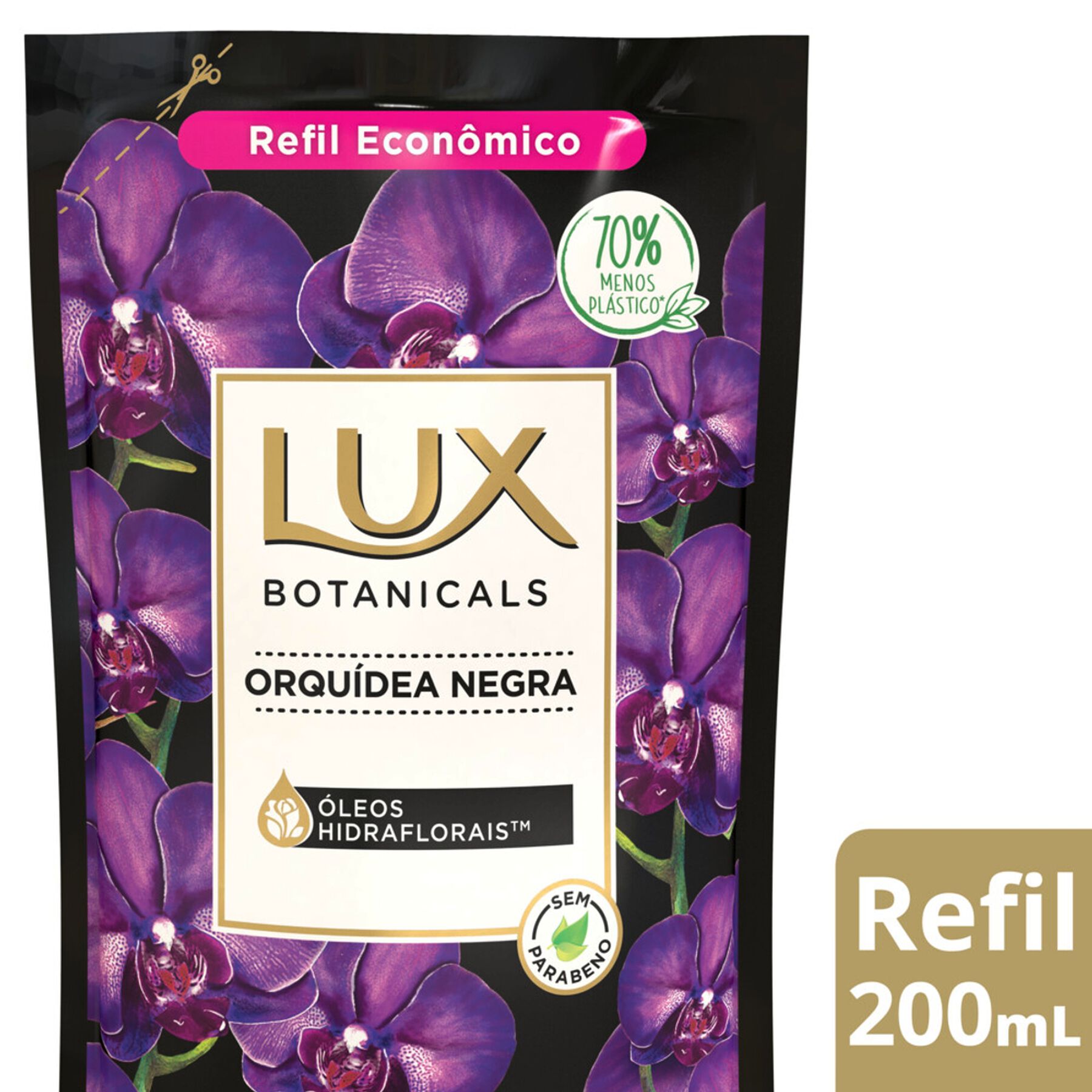 Sabonete Líquido Orquídea Negra Lux Botanicals Sachê 200ml Refil
