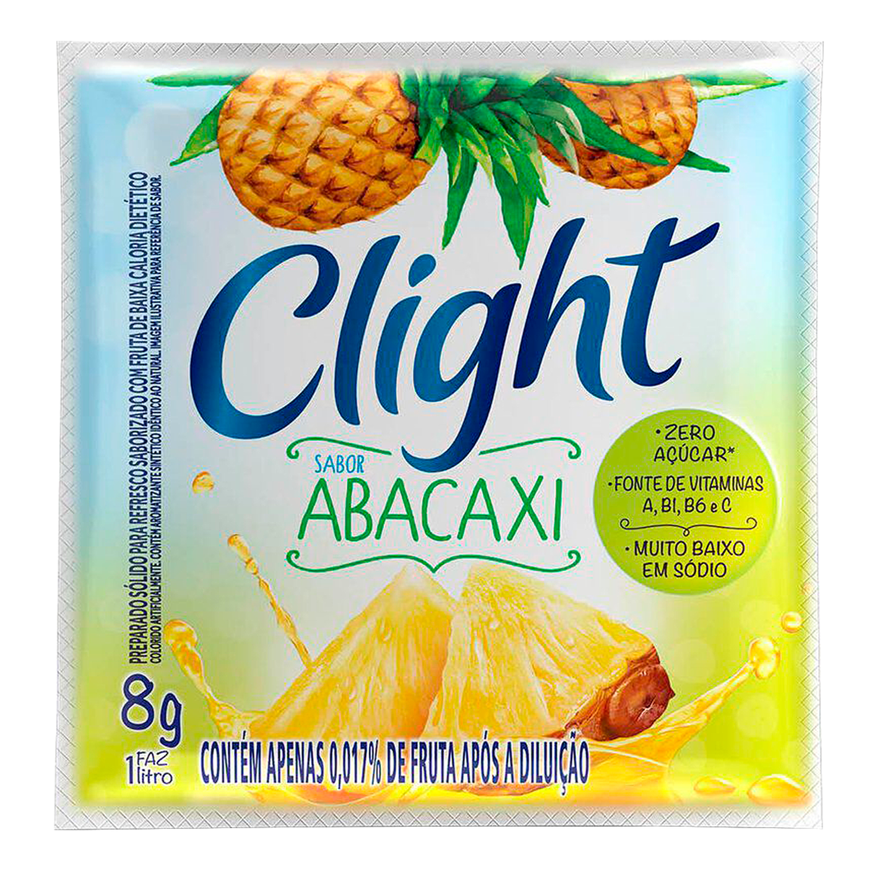 Refresco em P&oacute; Abacaxi Zero A&ccedil;&uacute;car Clight Pacote 8g&nbsp;