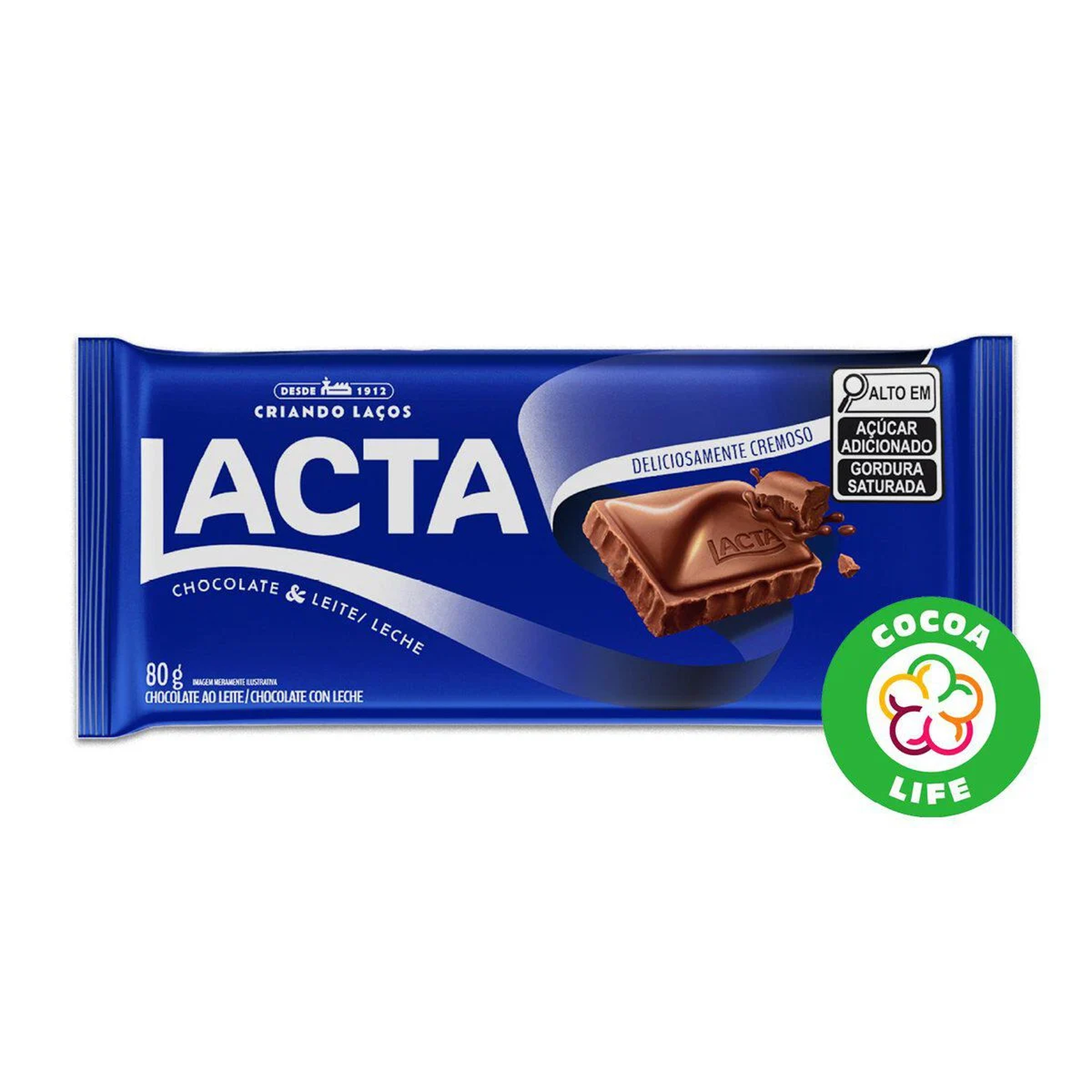 Chocolate ao Leite Lacta Pacote 80g&nbsp;