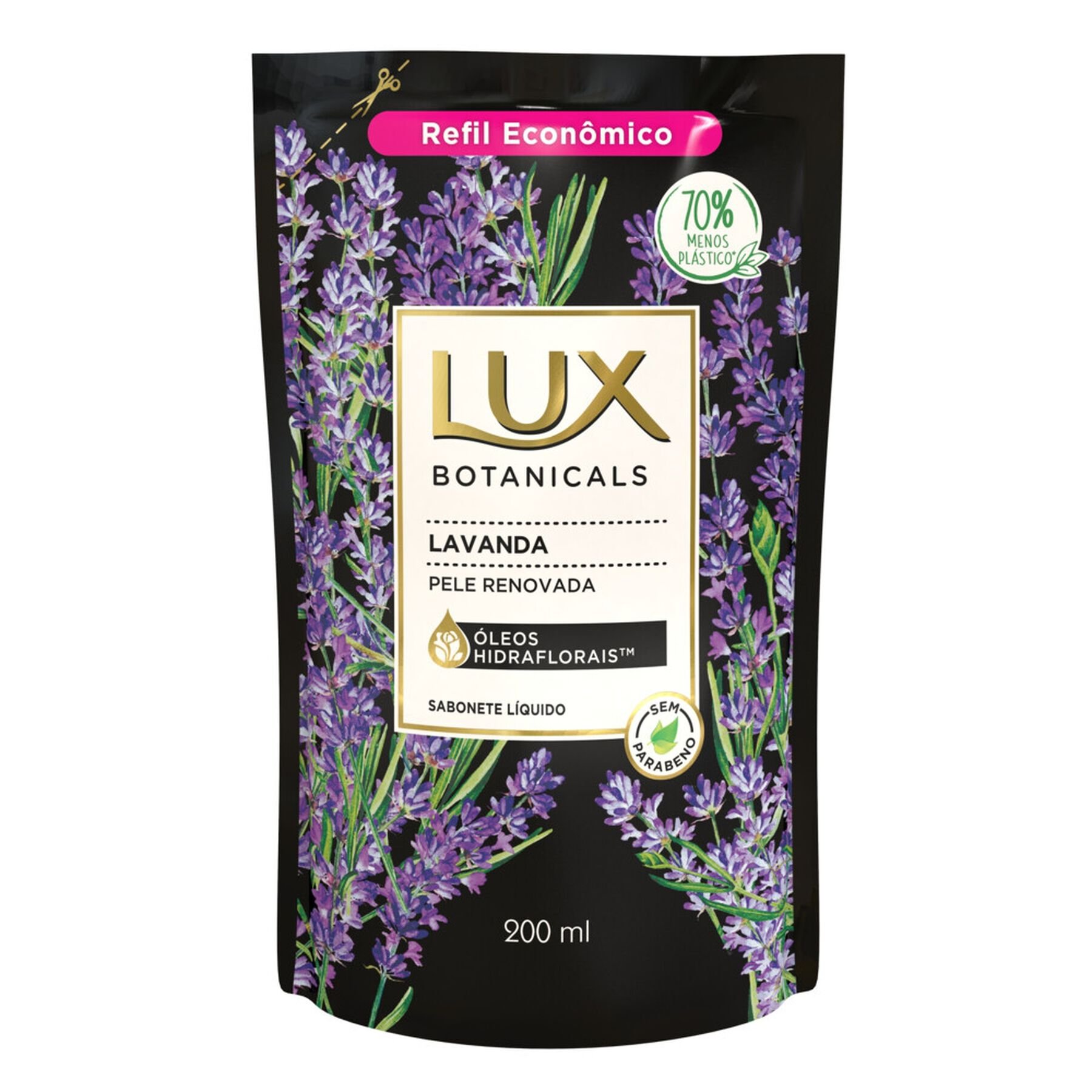 Sabonete Líquido Lavanda Lux Botanicals Sachê 200ml Refil