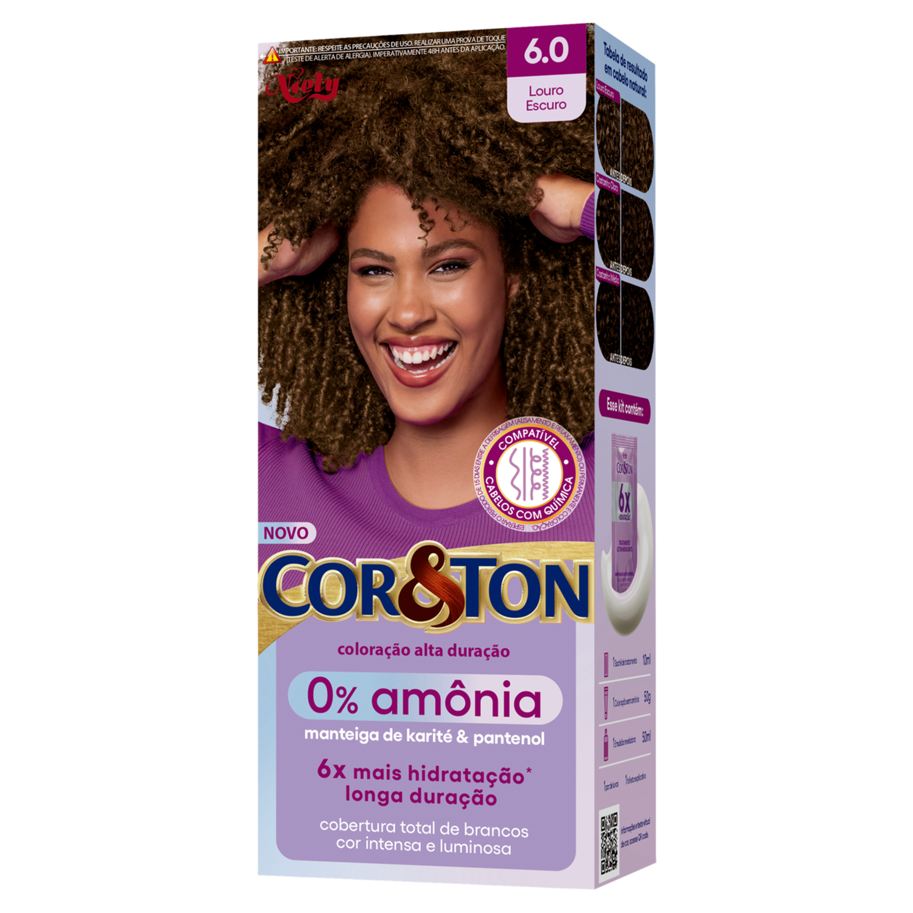 Kit Colora&ccedil;&atilde;o Creme 6.0 Louro Escuro 0% Am&ocirc;nia Niely Cor&Ton
