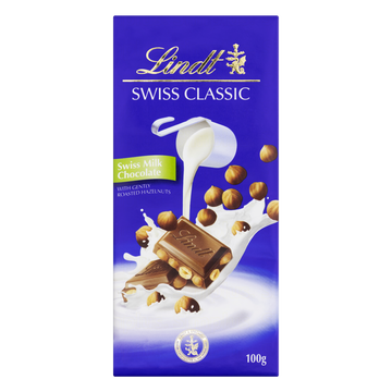 Chocolate Suíço ao Leite com Avelãs Torradas Lindt Swiss Classic Cartucho 100g