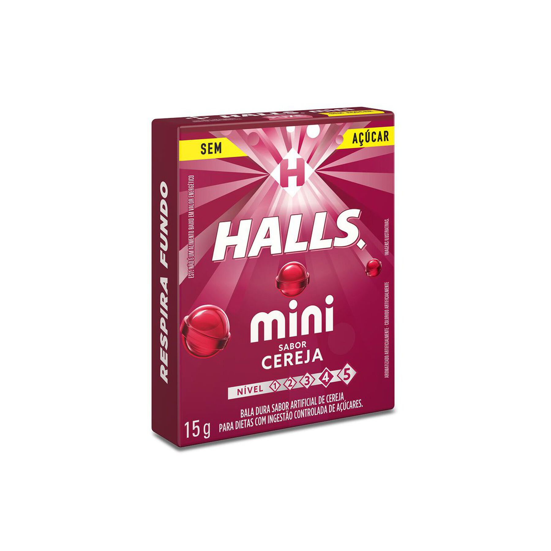 Bala Cereja Zero Açúcar Halls Mini Caixa 15g