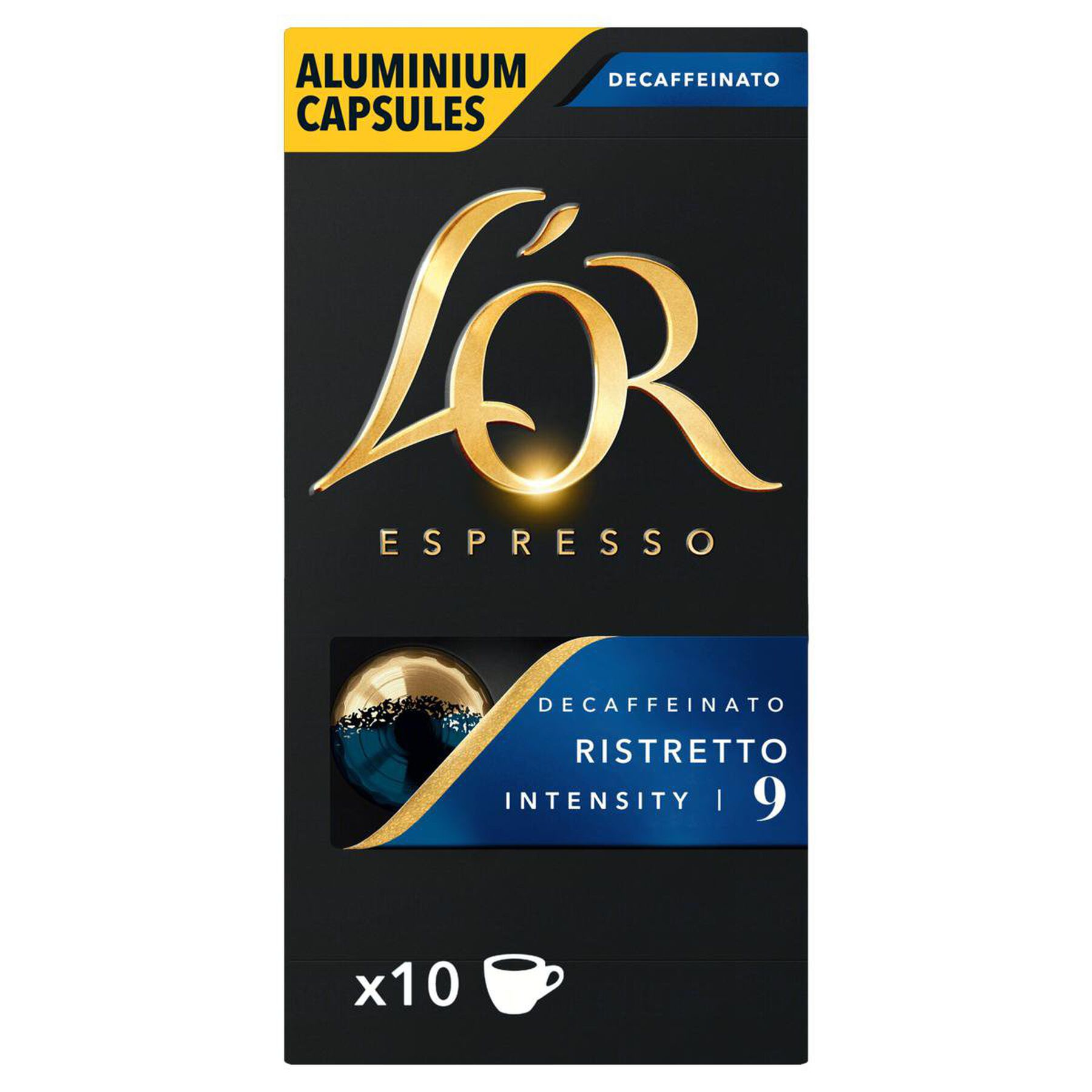Caf&eacute; em C&aacute;psula Torrado e Mo&iacute;do Ristretto Espresso Descafeinado L'or Caixa 52g 10 Unidades