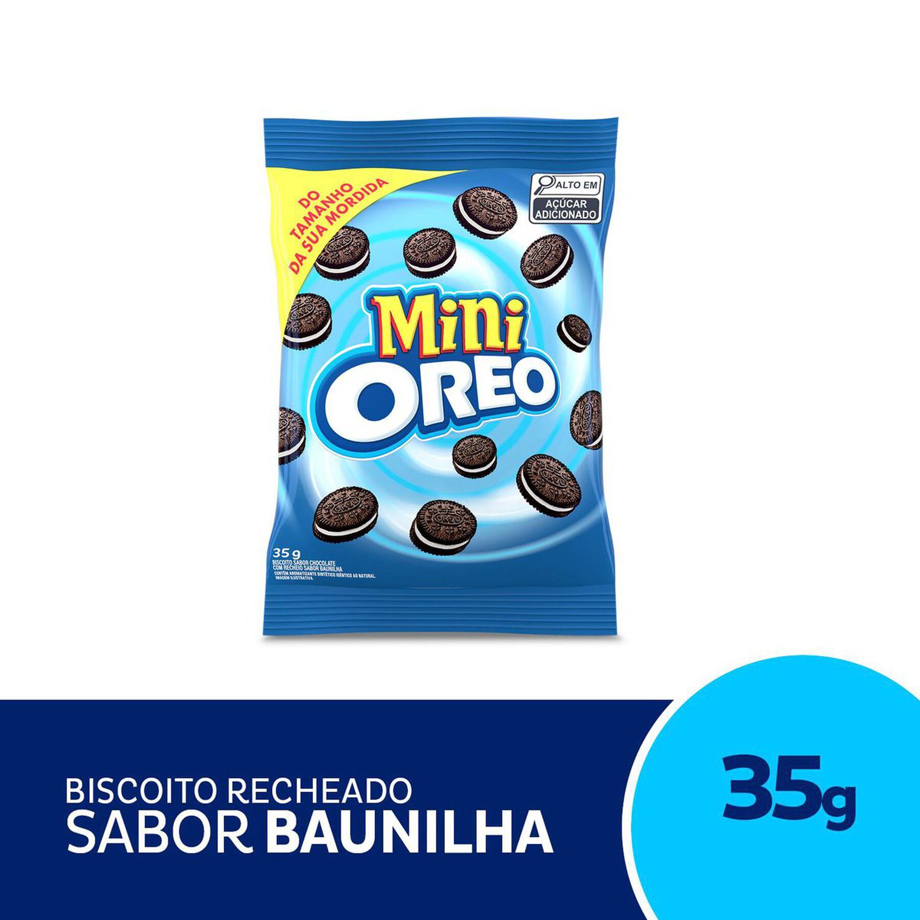 Mini Biscoito Chocolate Recheio Baunilha Oreo Pacote 35g