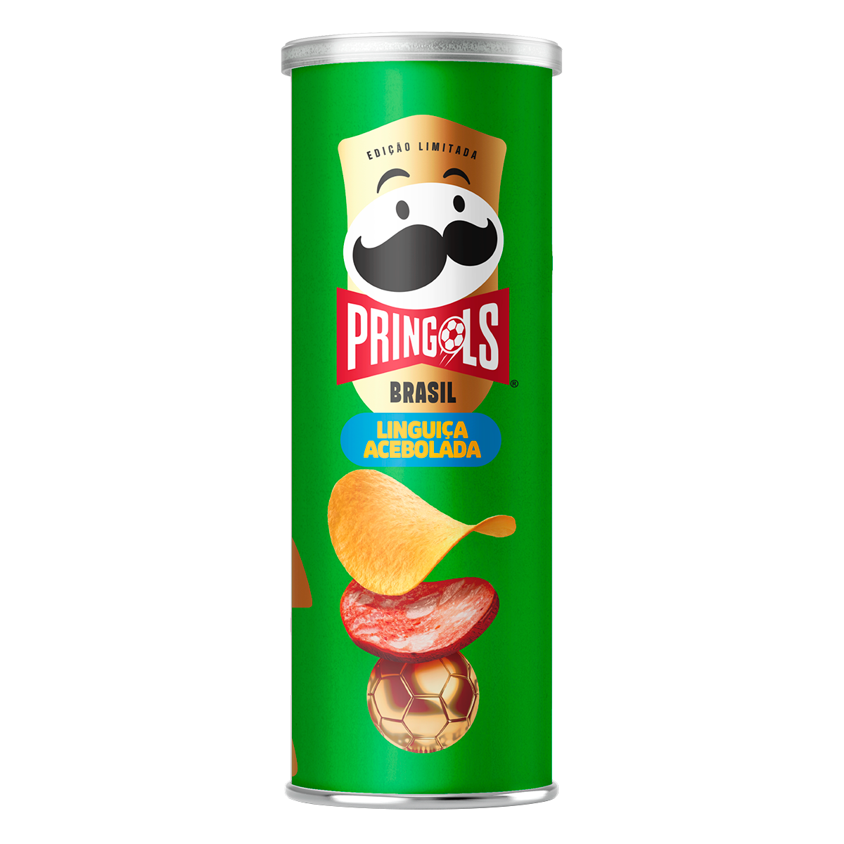 Salgadinho de Batata Lingui&ccedil;a Acebolada Brasil Pringles Tubo 100g Edi&ccedil;&atilde;o Limitada Pringols