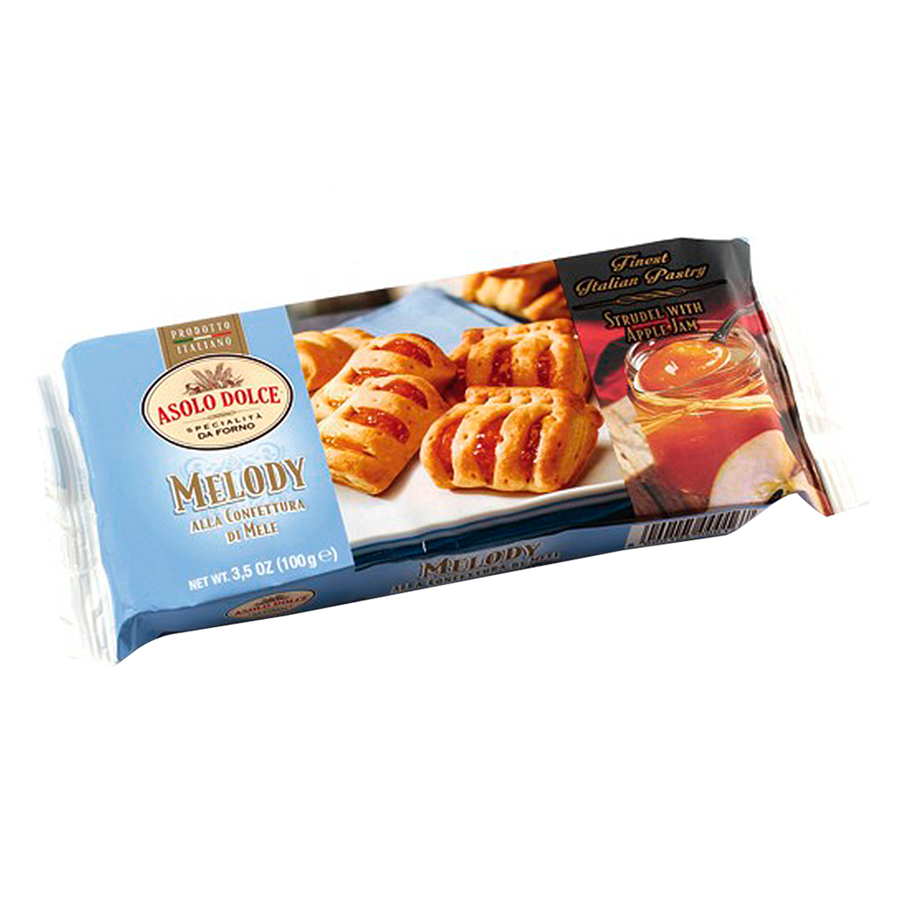 Biscoito Folhado Recheado Geleia de Ma&ccedil;&atilde; Melody Asolo Dolce 100g