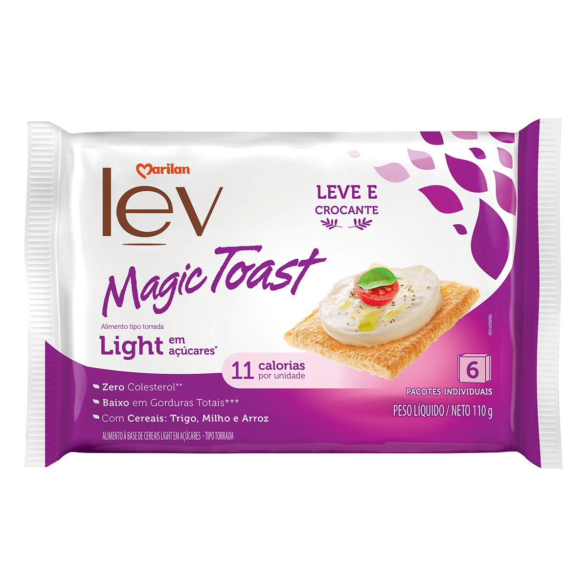 Torrada Light Lev Magic Toast Marilan Pacote 110g C/6 Unidades