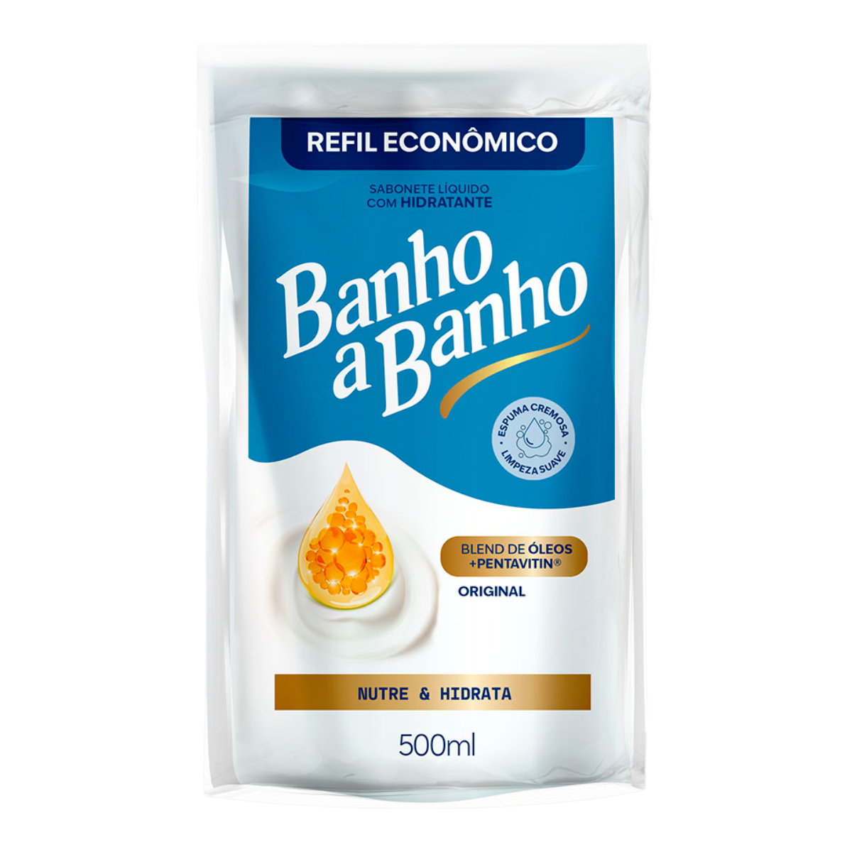 Sabonete L&iacute;quido Hidratante Original Banho a Banho Sach&ecirc; 500ml - Refil Econ&ocirc;mico