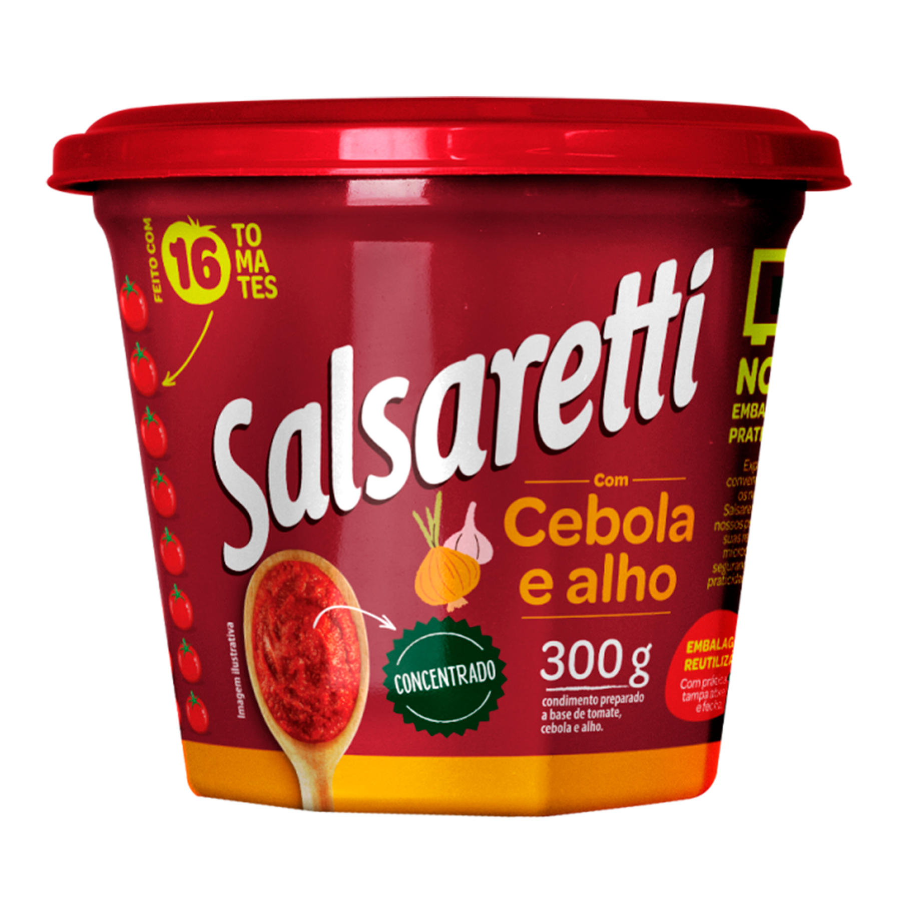 Extrato de Tomate Concentrado com Cebola e Alho Salsaretti Pote 300g