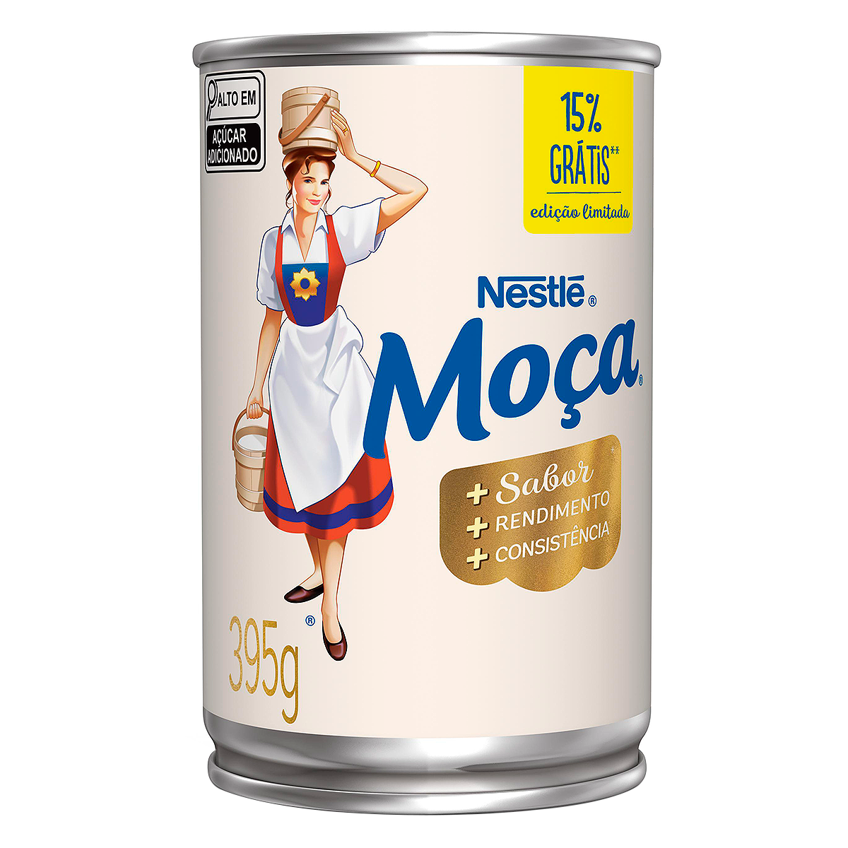 Leite Condensado Integral Mo&ccedil;a Lata 395g - Embalagem 15% Gr&aacute;tis