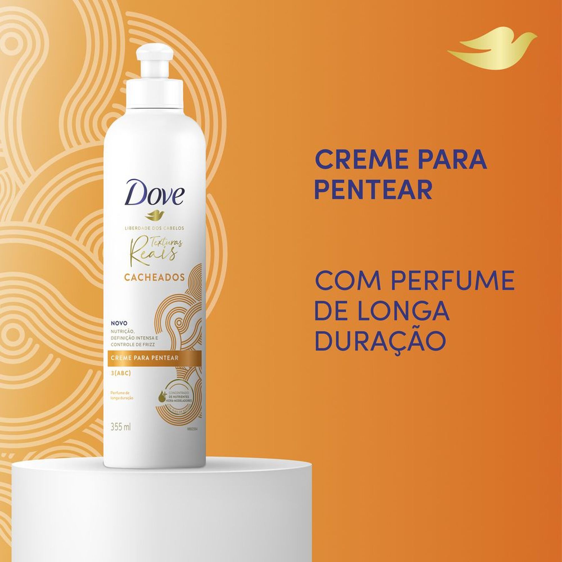 Creme para Pentear Texturas Reais Cacheados Dove Frasco 355ml