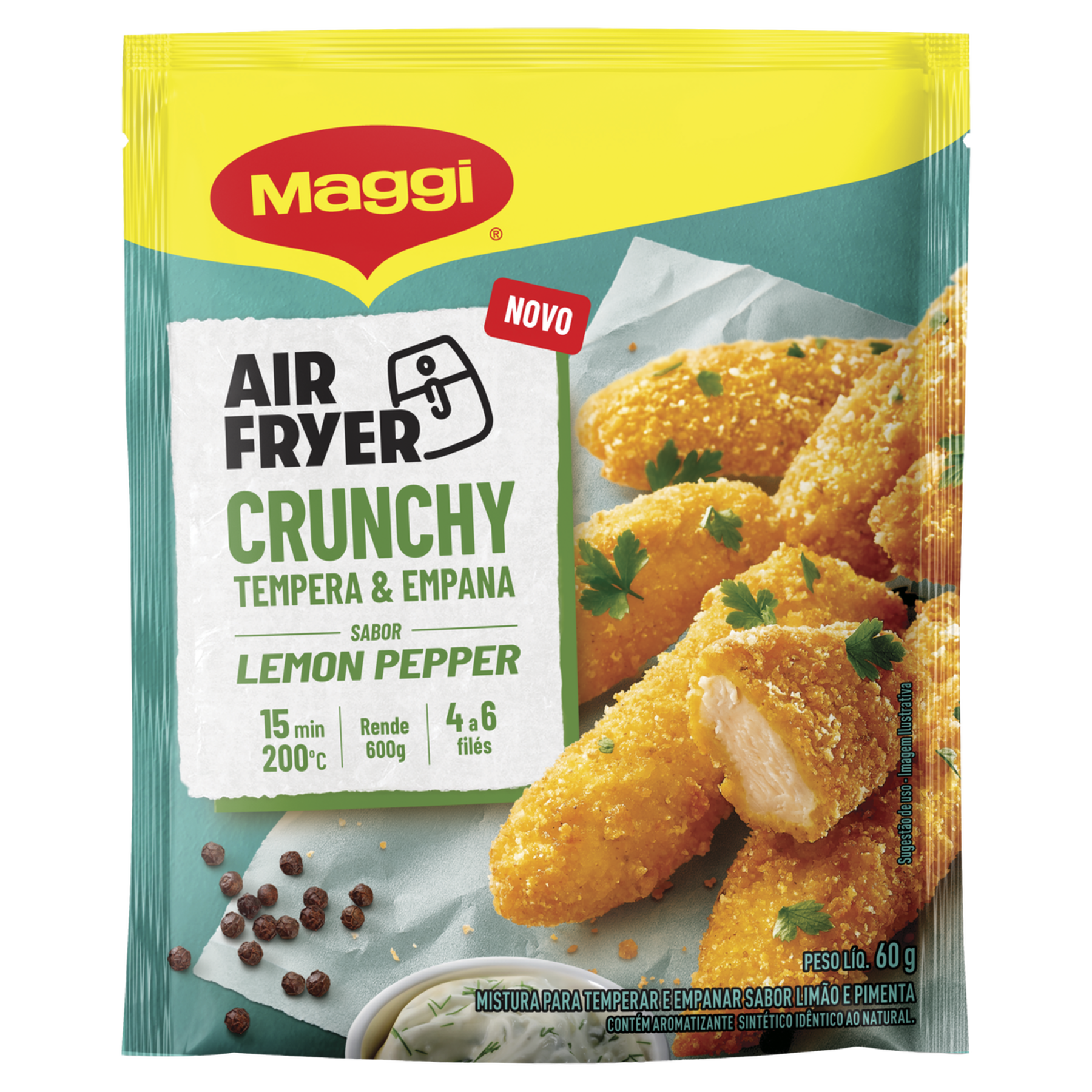 Mistura para Temperar e Empanar Crunchy Lemon Pepper Maggi Pacote 60g