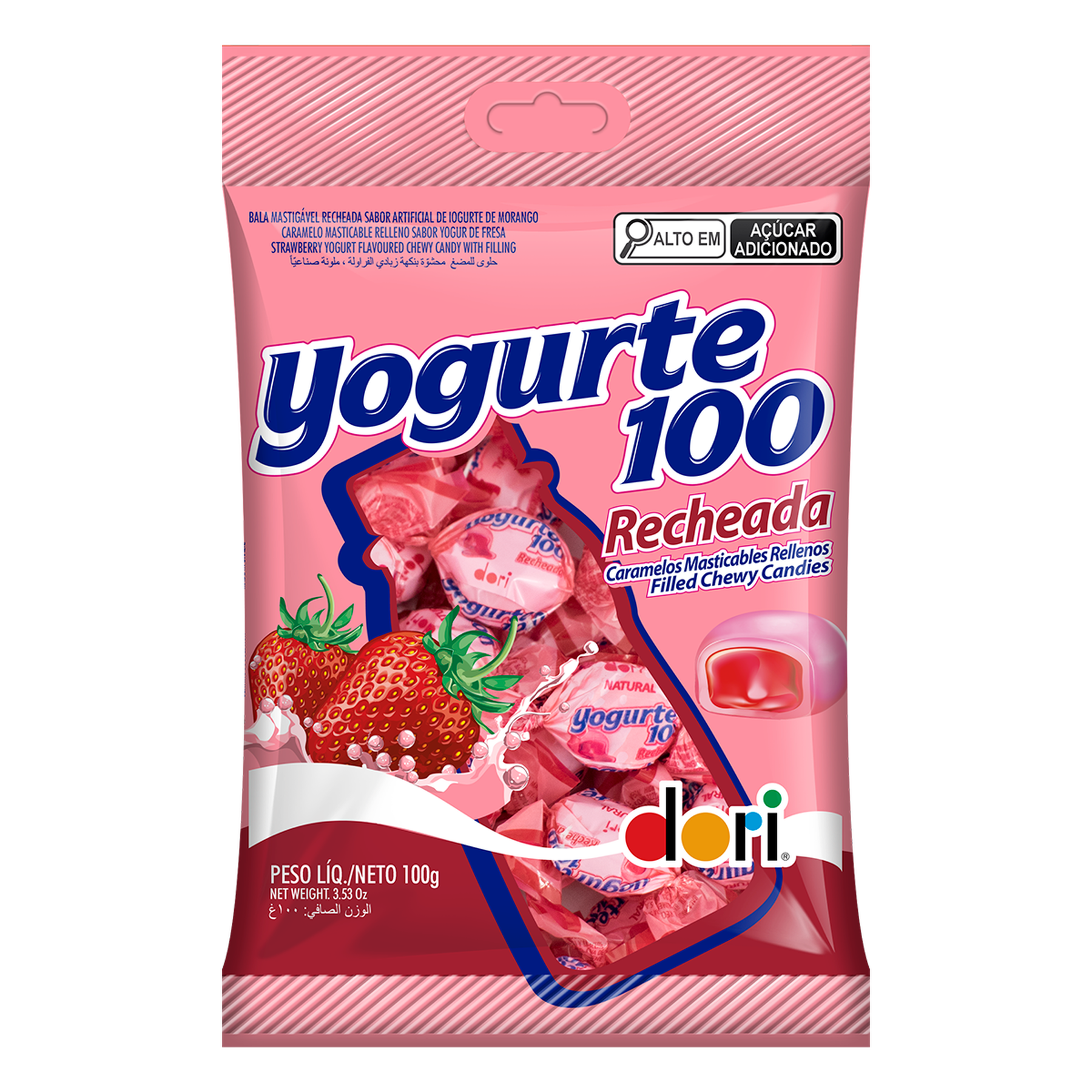 Bala Mastig&aacute;vel Recheada Dori Yogurte 100 Original Pacote 100g
