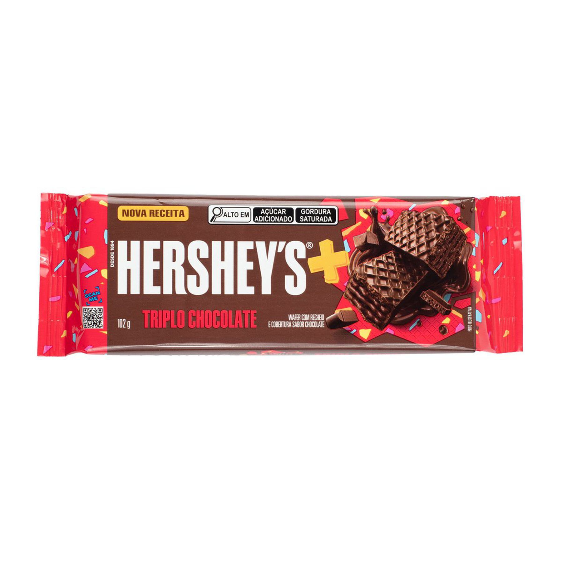 Wafer Recheio E Cobertura Triplo Chocolate Hershey's Mais 102g