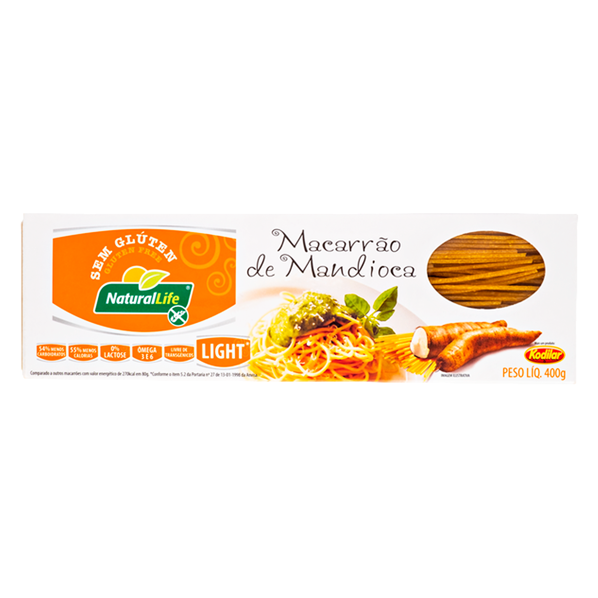 Macarr&atilde;o de Mandioca Sem Gl&uacute;ten Natural Life Kodilar 400g