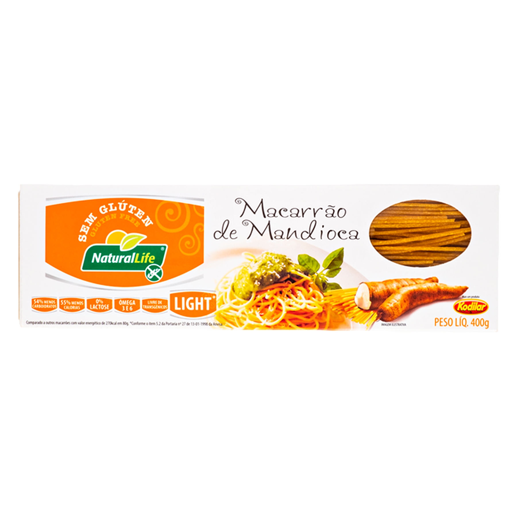 Macarr&atilde;o de Mandioca Sem Gl&uacute;ten Natural Life Kodilar 400g