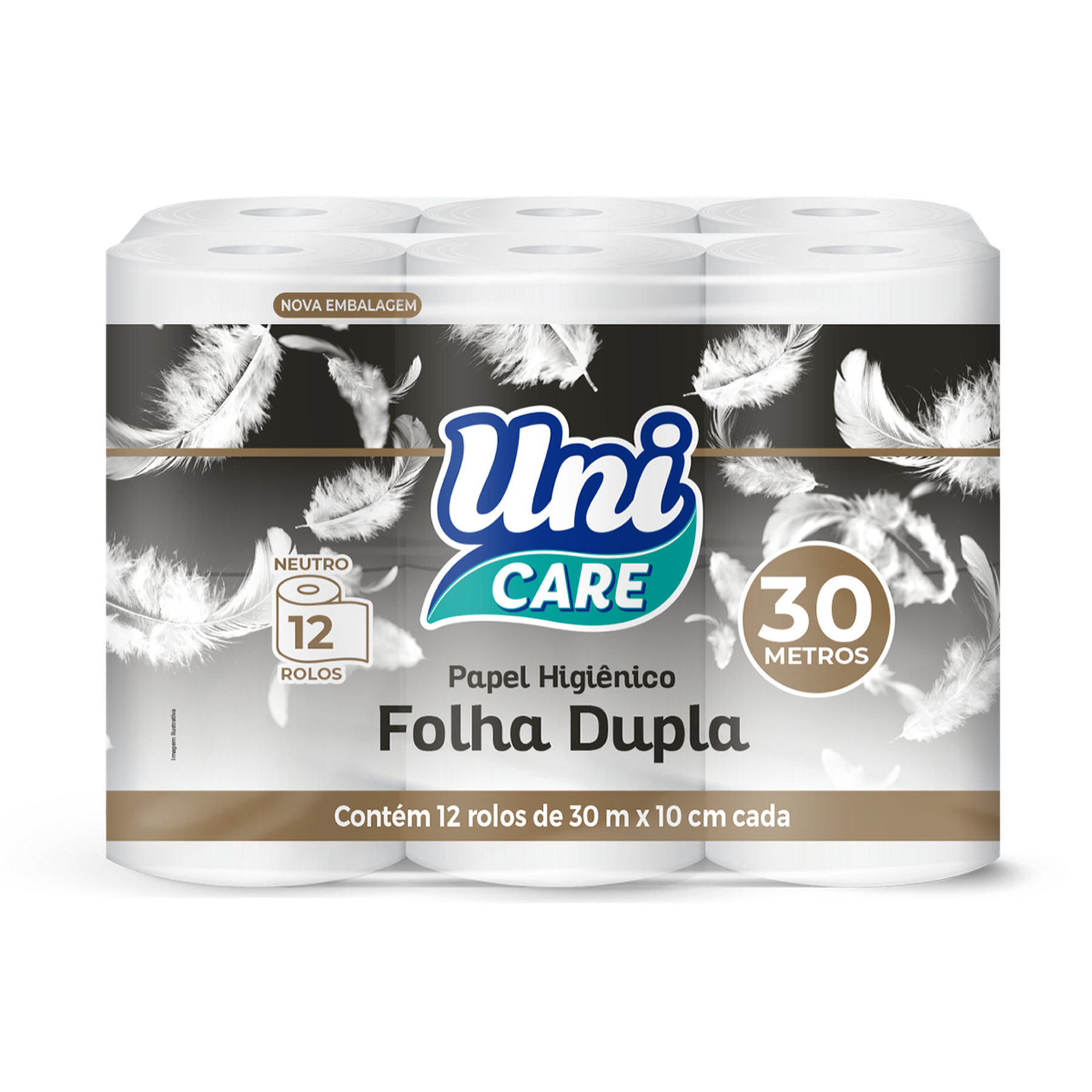 Papel Higiênico Uni Care Folha Dupla 30m C/12 Unidades