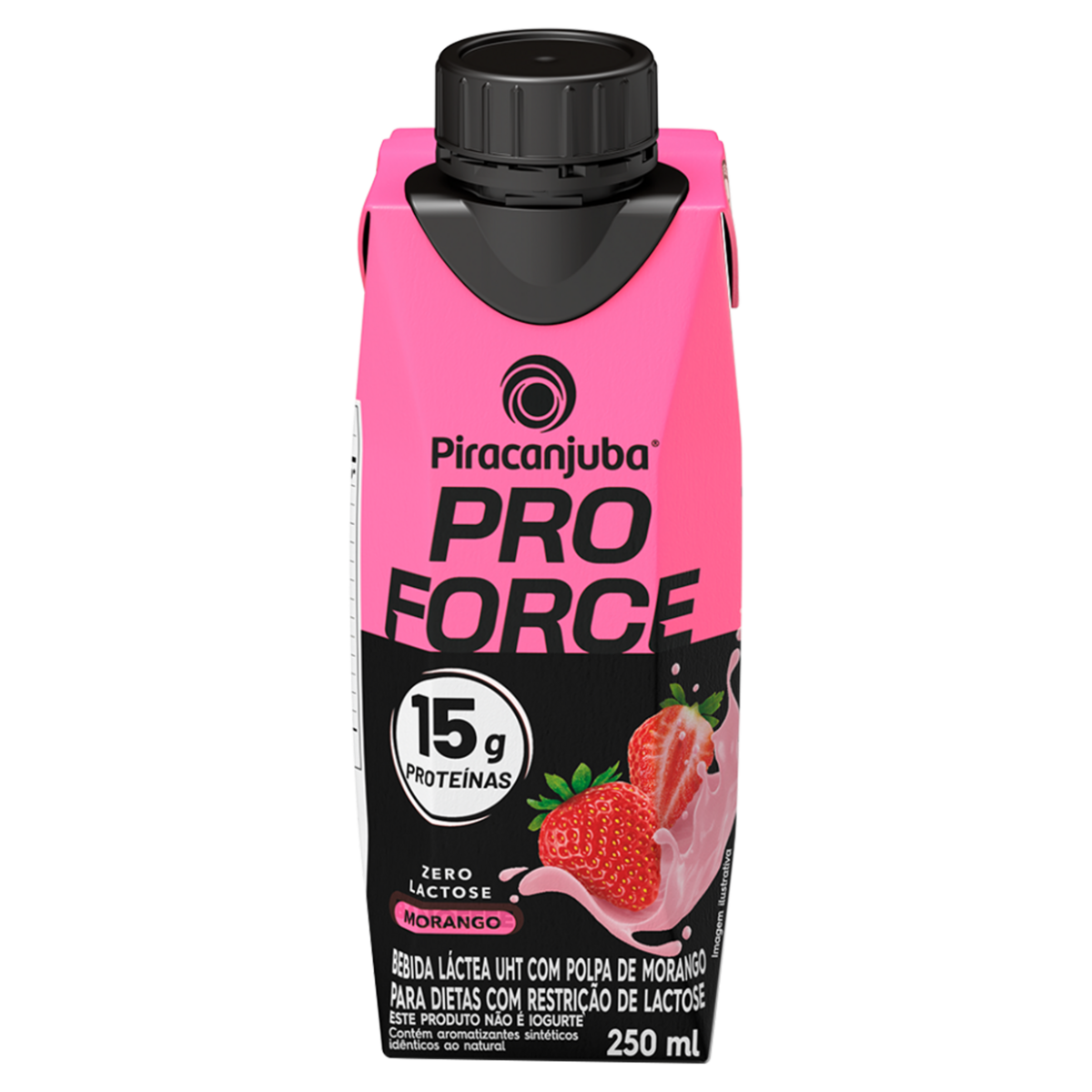 Bebida L&aacute;ctea UHT Morango Zero Lactose Piracanjuba ProForce Caixa 250ml