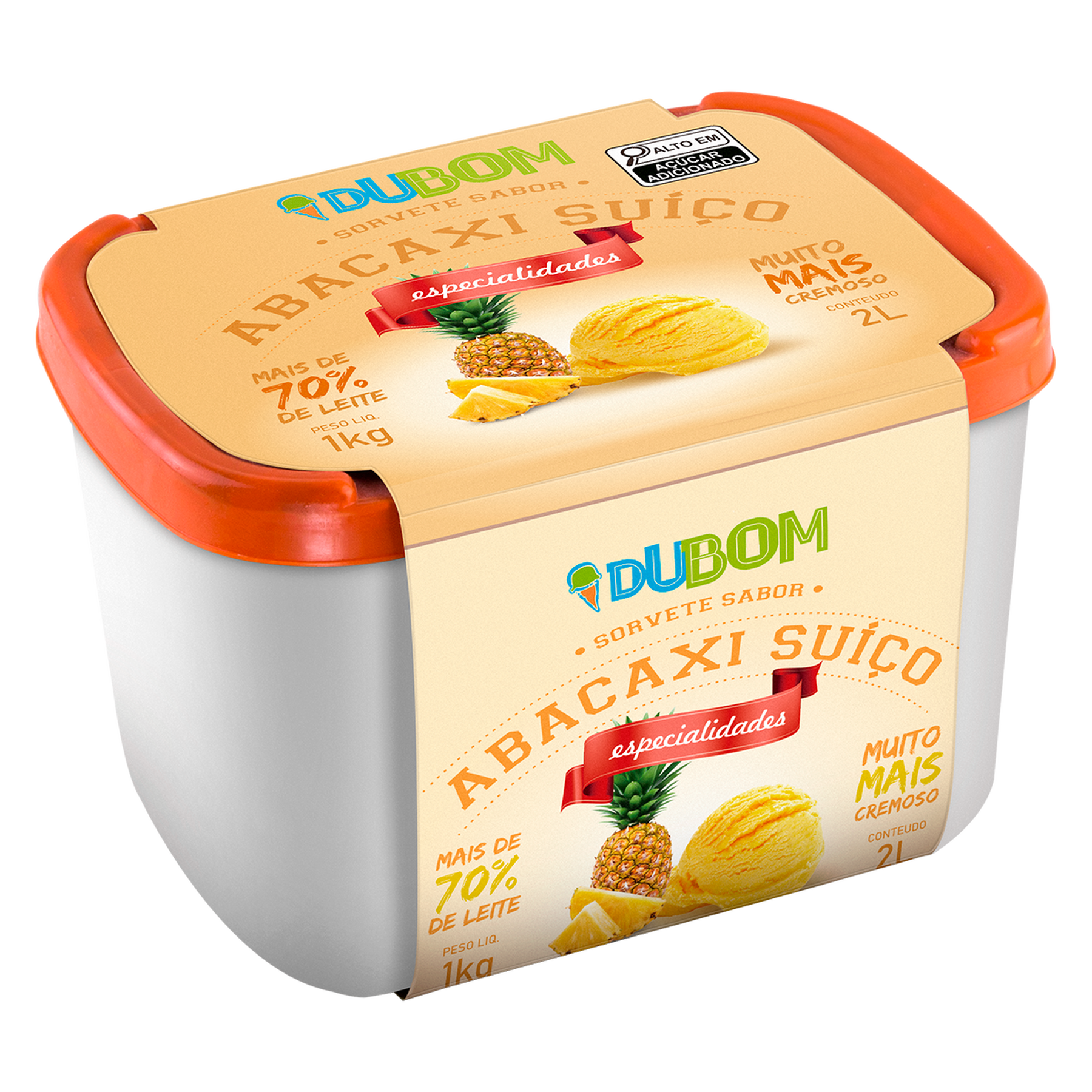 Sorvete Abacaxi Su&iacute;&ccedil;o Dubom Pote 2l