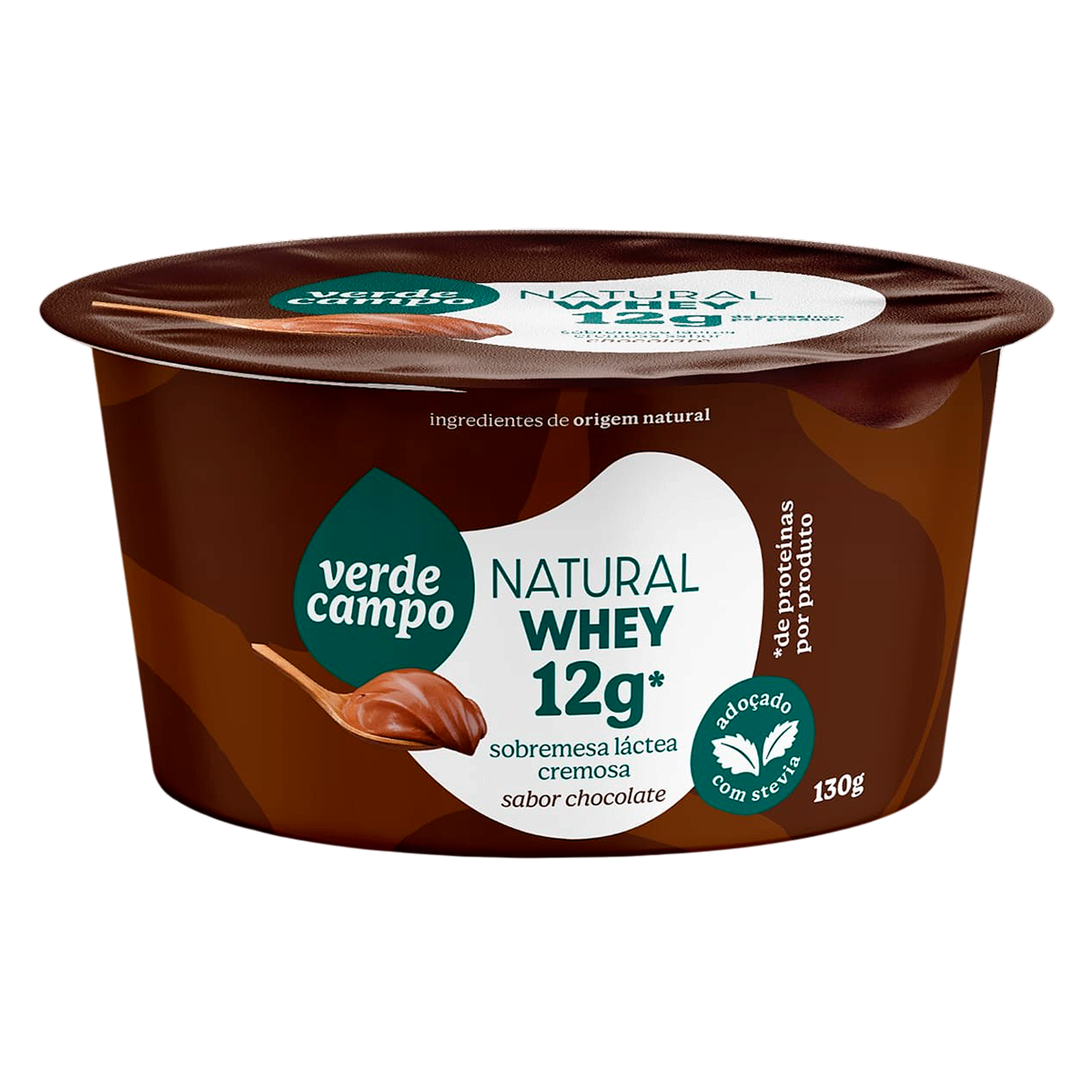 Sobremesa L&aacute;ctea Chocolate Natural Whey 12g Verde Campo Pote 130g