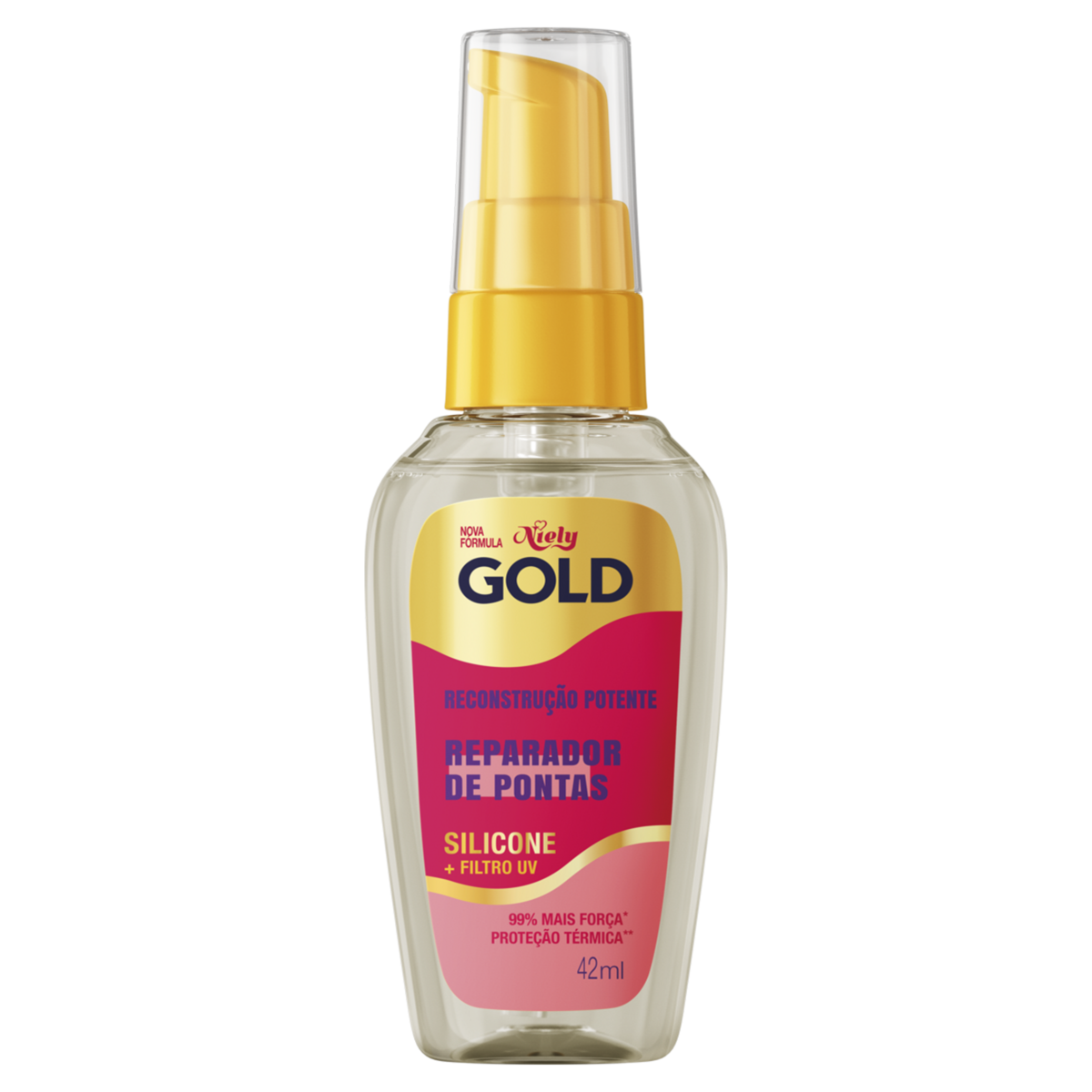 Reparador de Pontas Reconstru&ccedil;&atilde;o Potente Niely Gold Frasco 42ml Pump