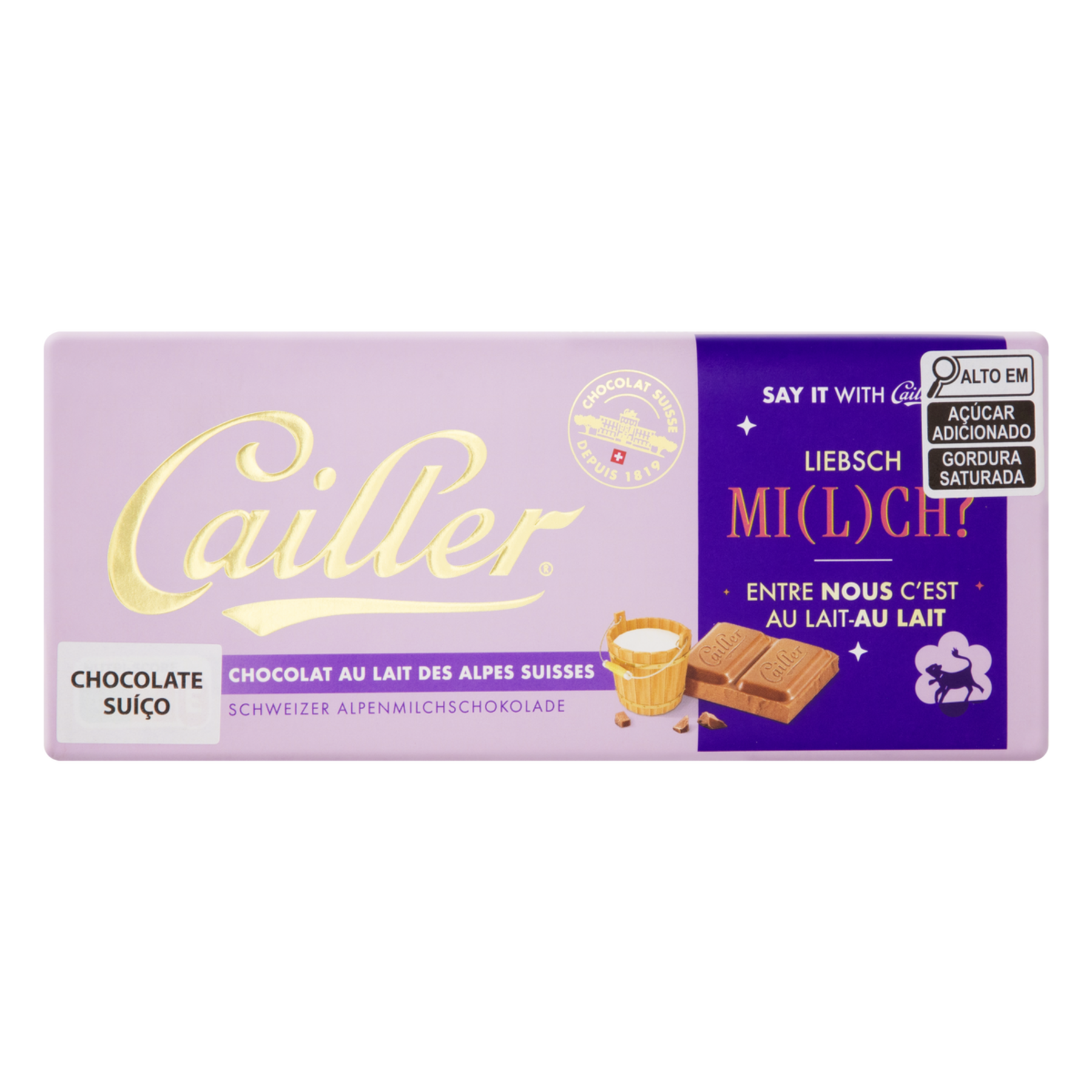 Chocolate Su&iacute;&ccedil;o ao Leite 31% Cacau Cailler Cartucho 100g