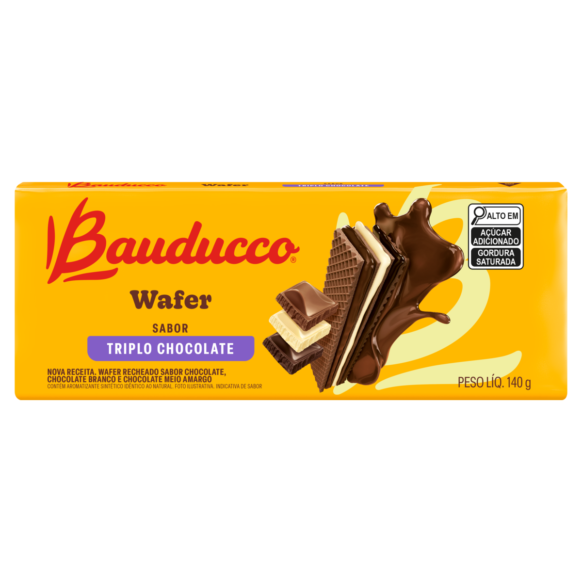 Biscoito Bauducco Wafer Triplo Chocolate 140g